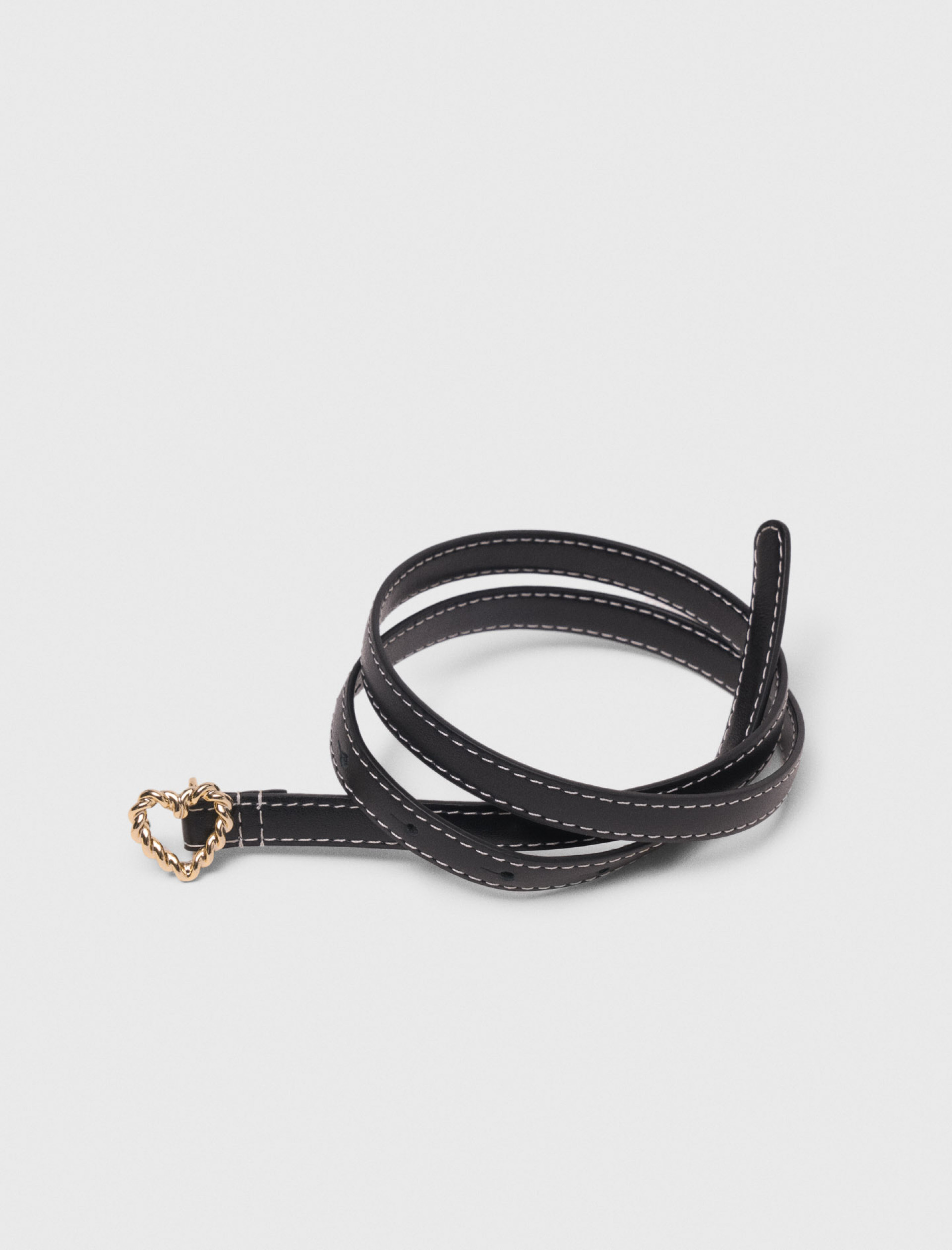 Жіночий чорний ремінь з пряжкою у вигляді серця