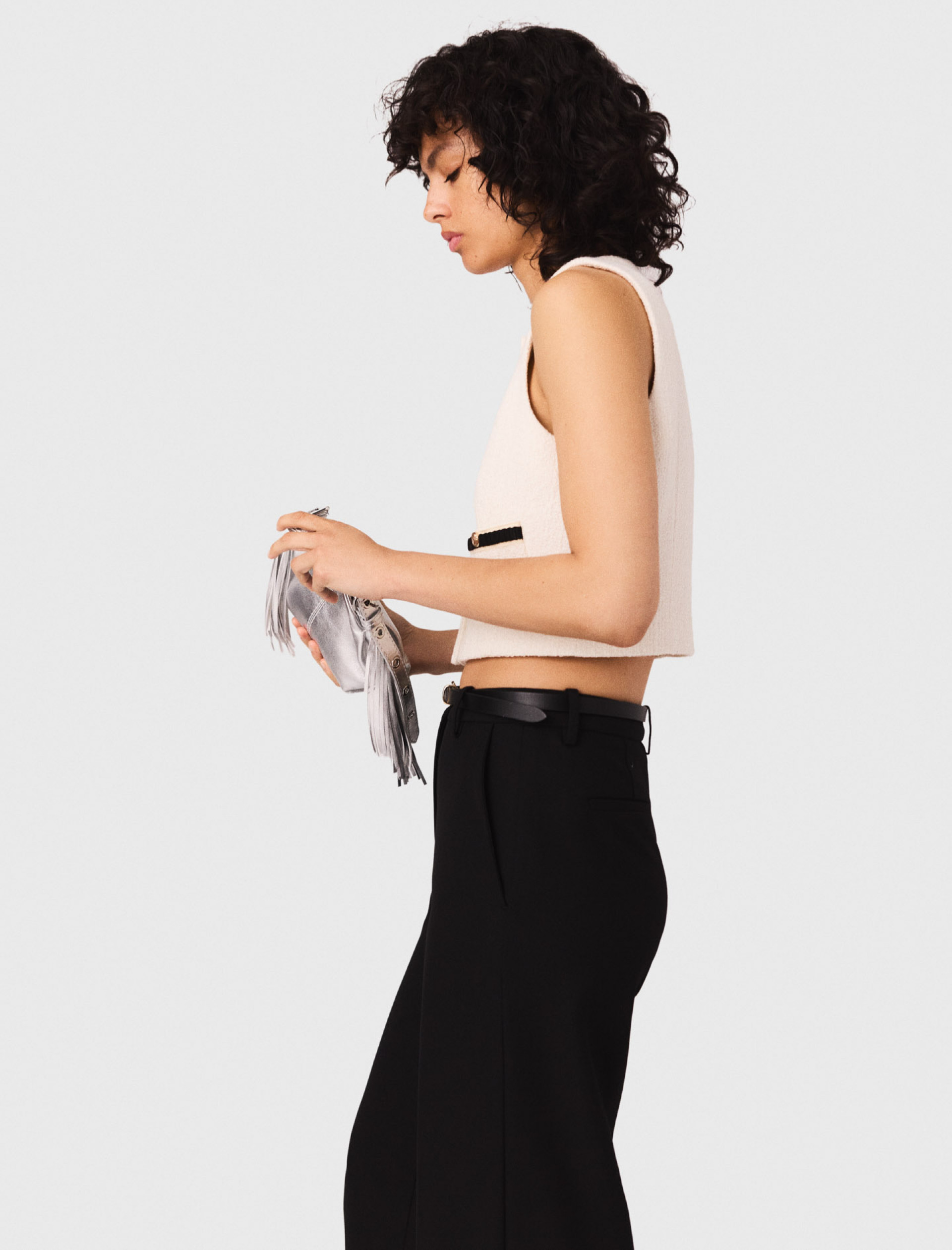 Женский топ из твида с люрексом