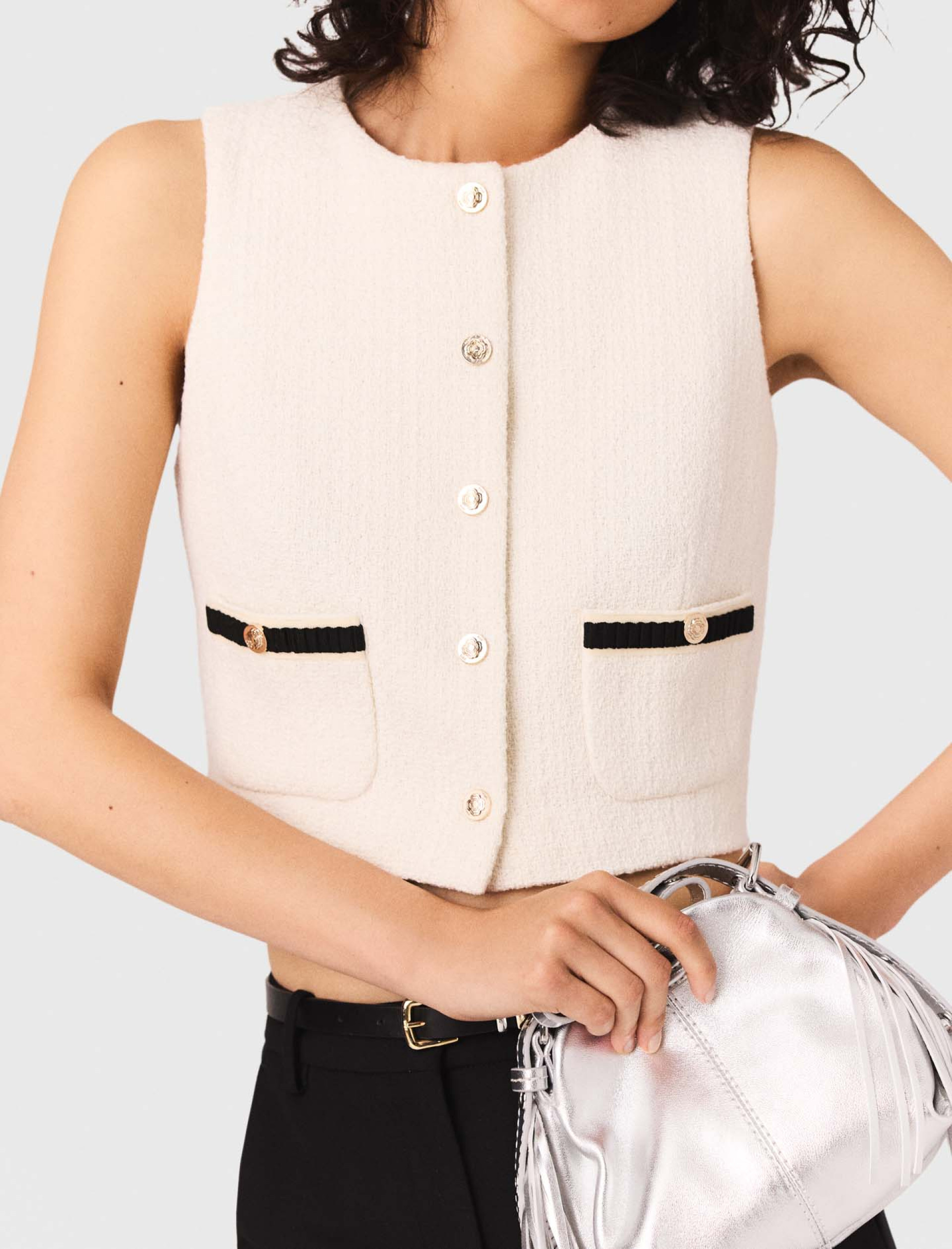 Женский топ из твида с люрексом