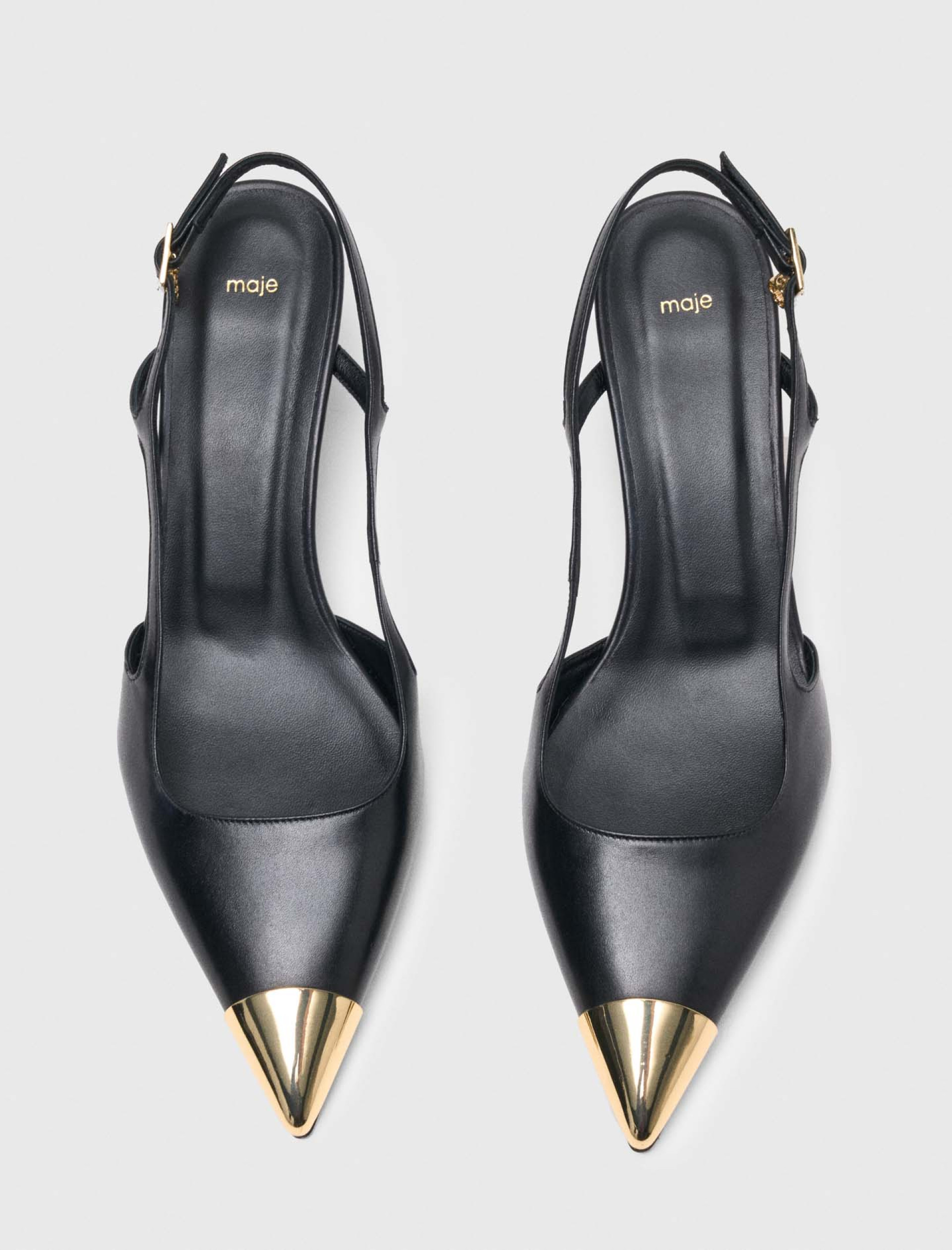 Жіночі туфлі-човники з металевим носком і відкритою п'ятою