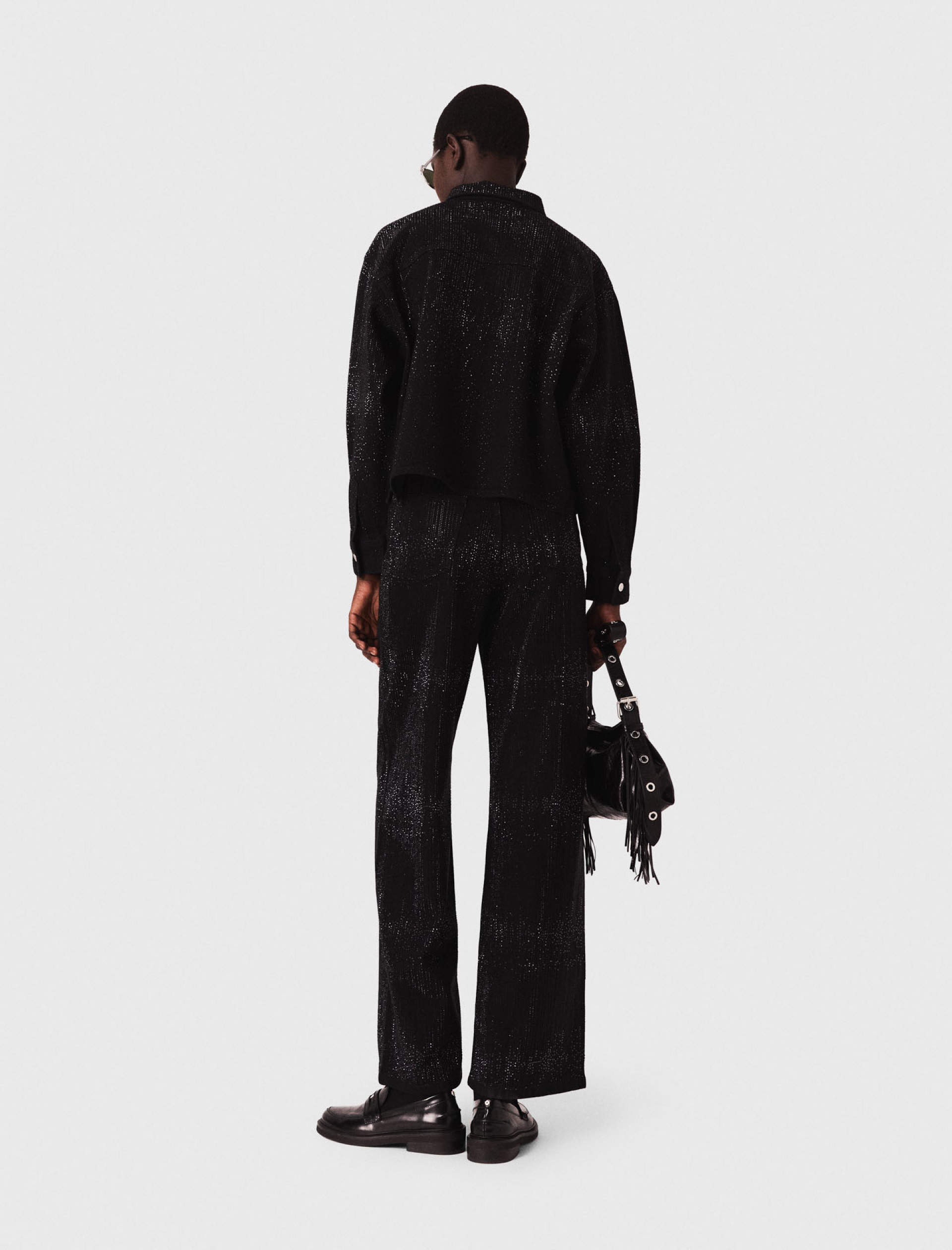 Жіноча джинсова сорочка зі стразами