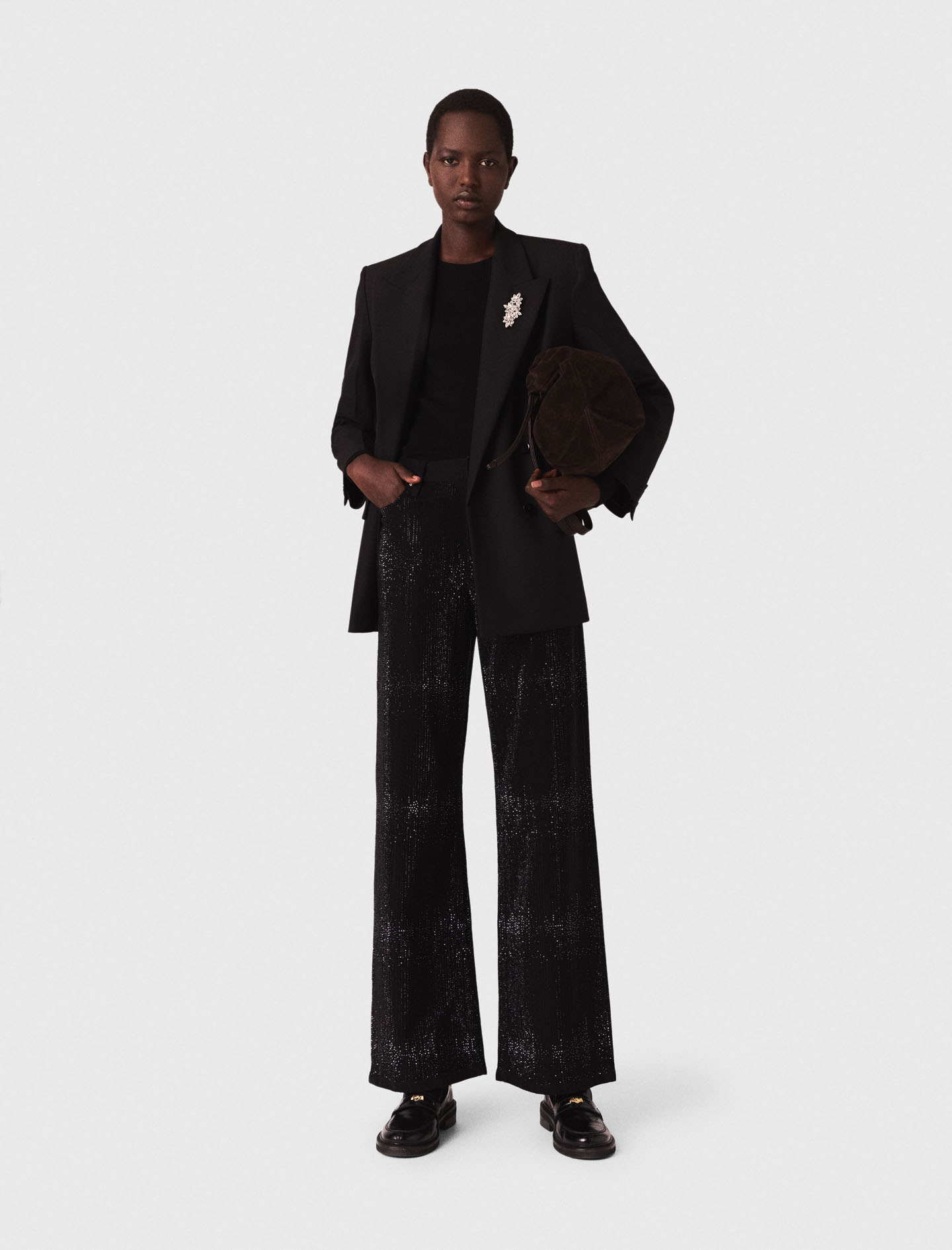 Жіночі широкі джинси зі стразами