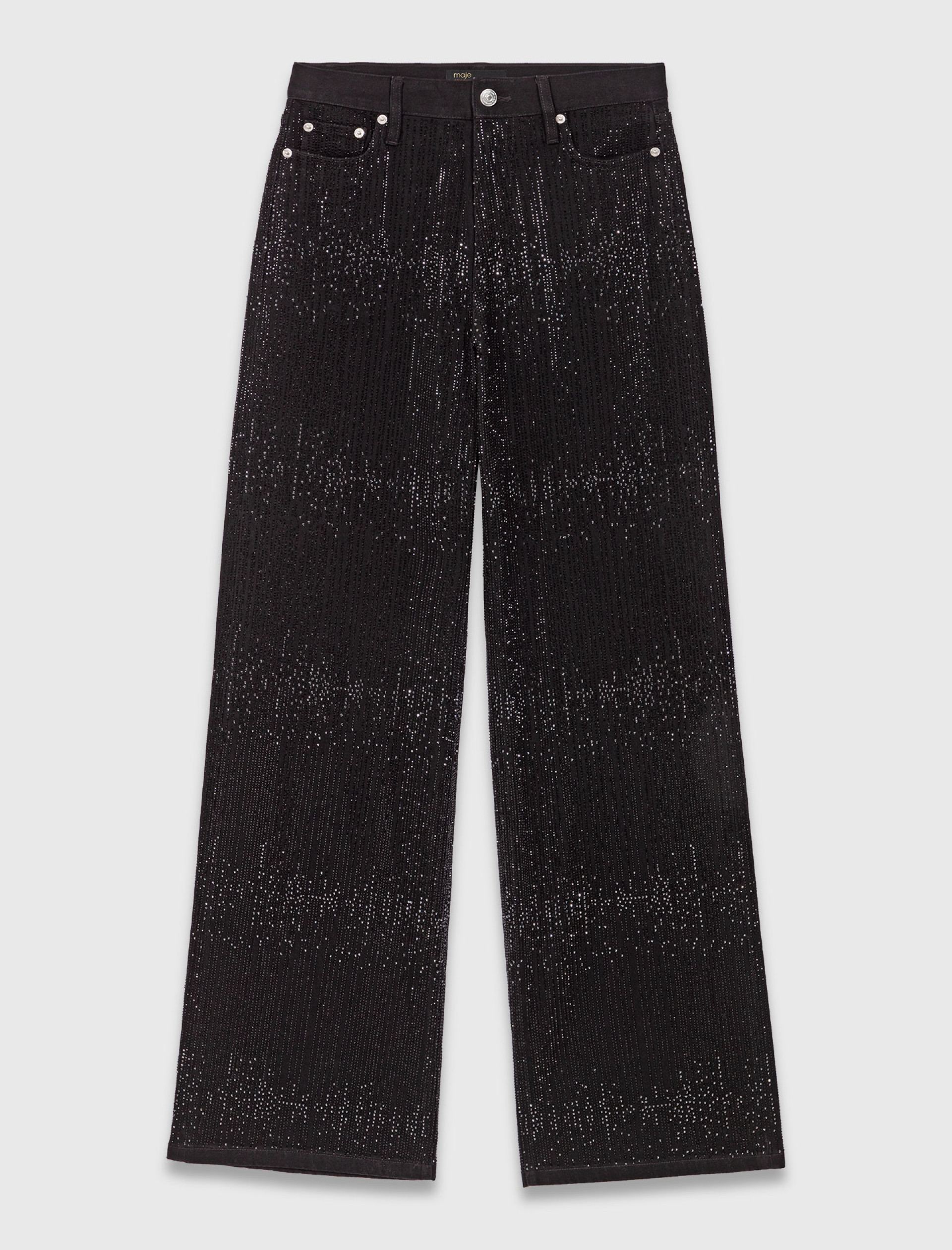 Жіночі широкі джинси зі стразами