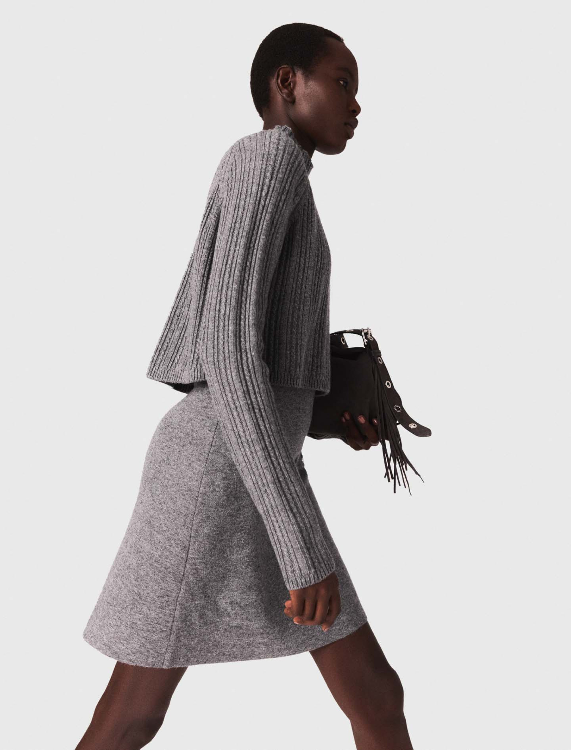 Женское трикотажное платье со съемным джемпером 