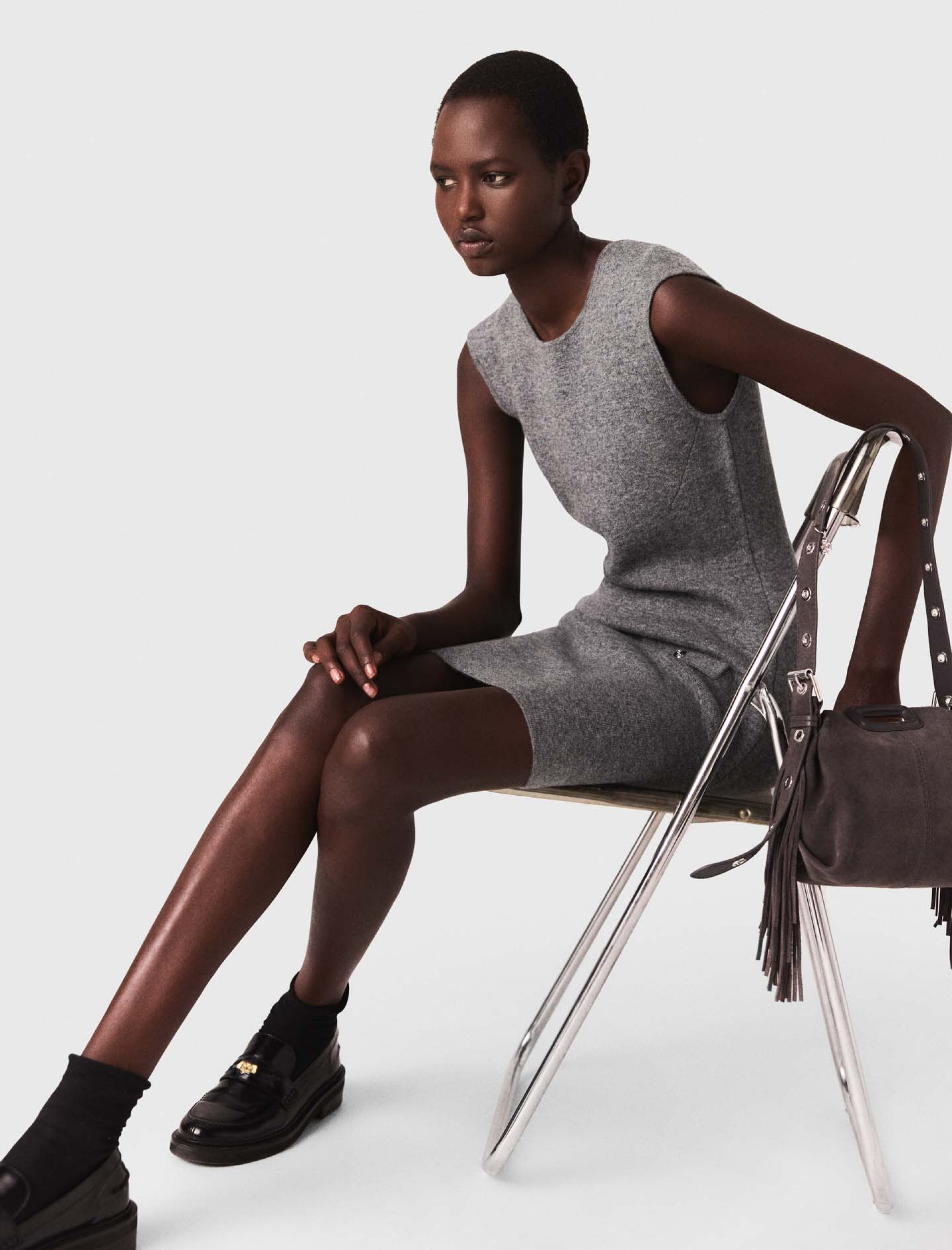 Женское трикотажное платье со съемным джемпером 