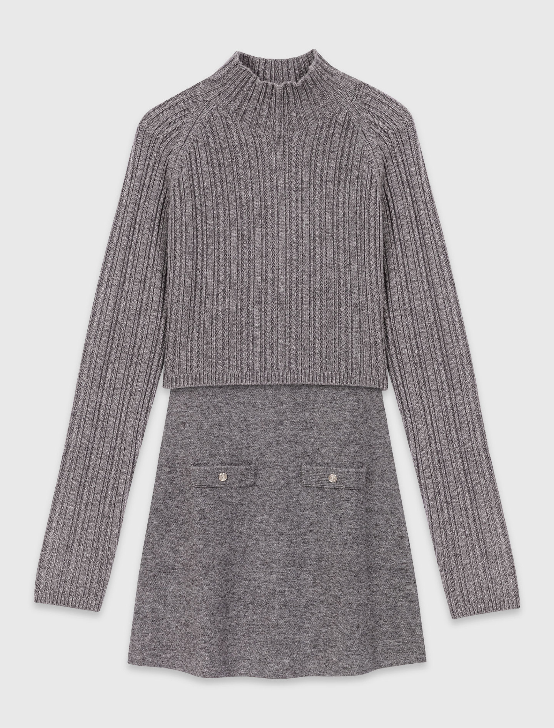 Женское трикотажное платье со съемным джемпером 