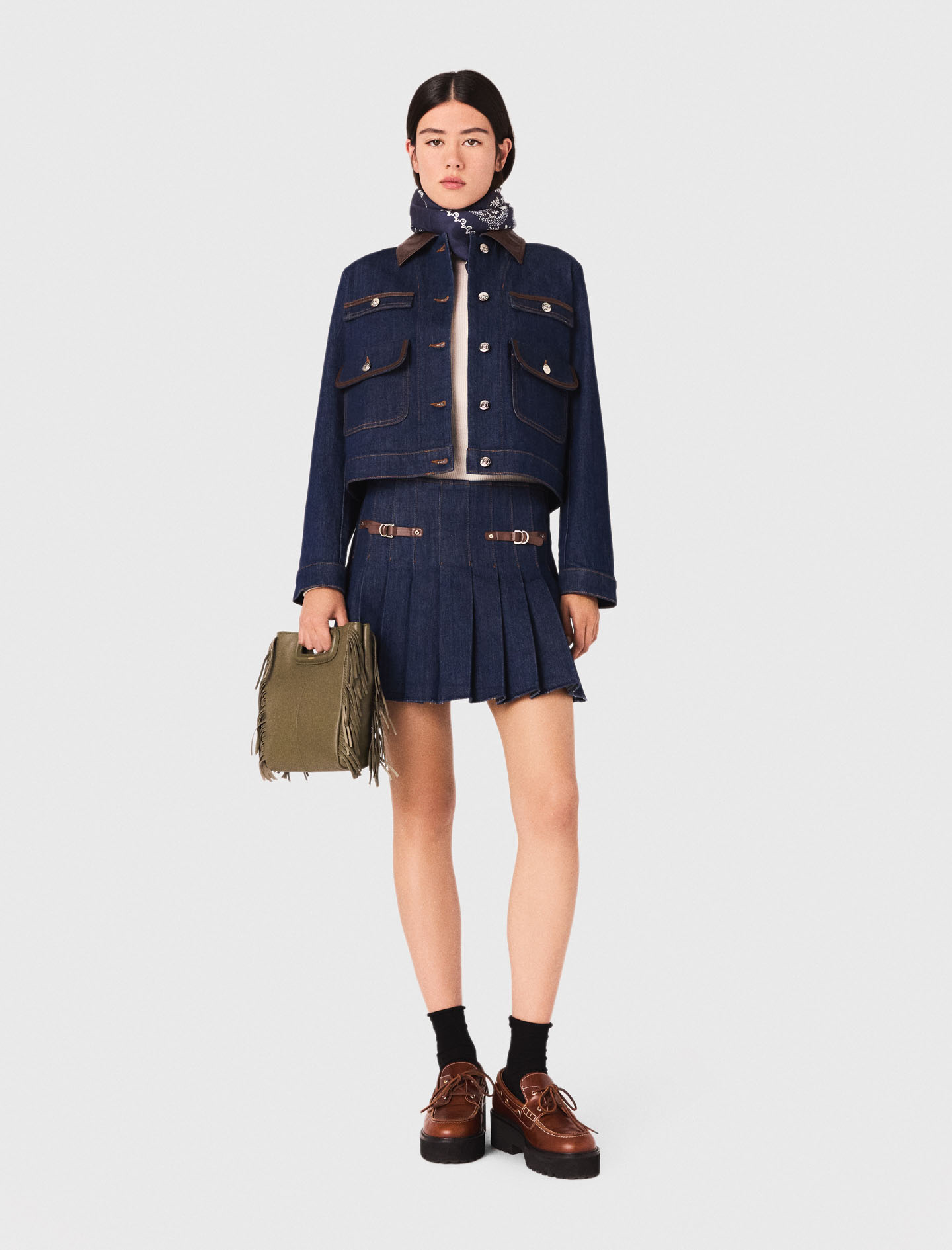 Женская короткая джинсовая юбка на подкладке