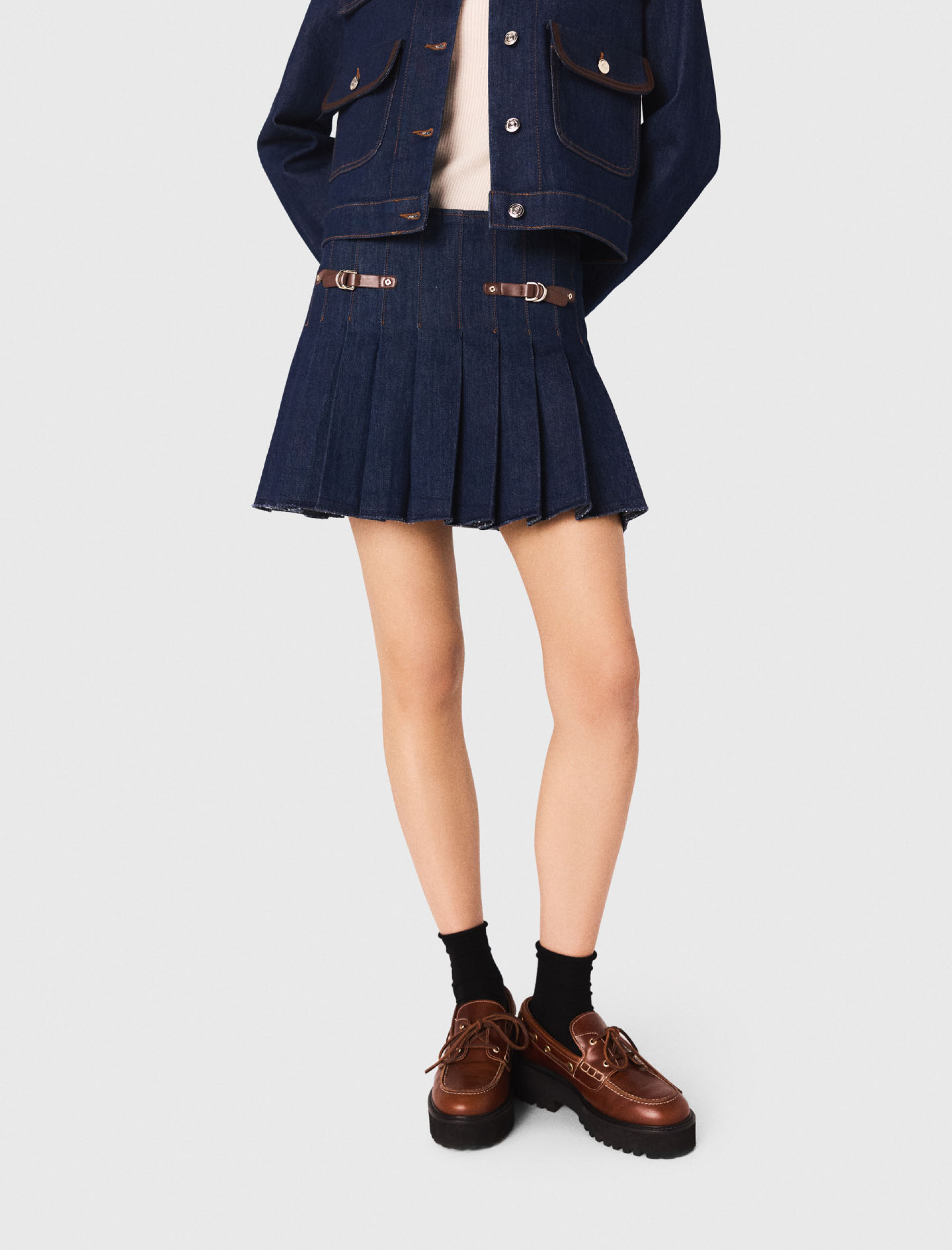 Женская короткая джинсовая юбка на подкладке