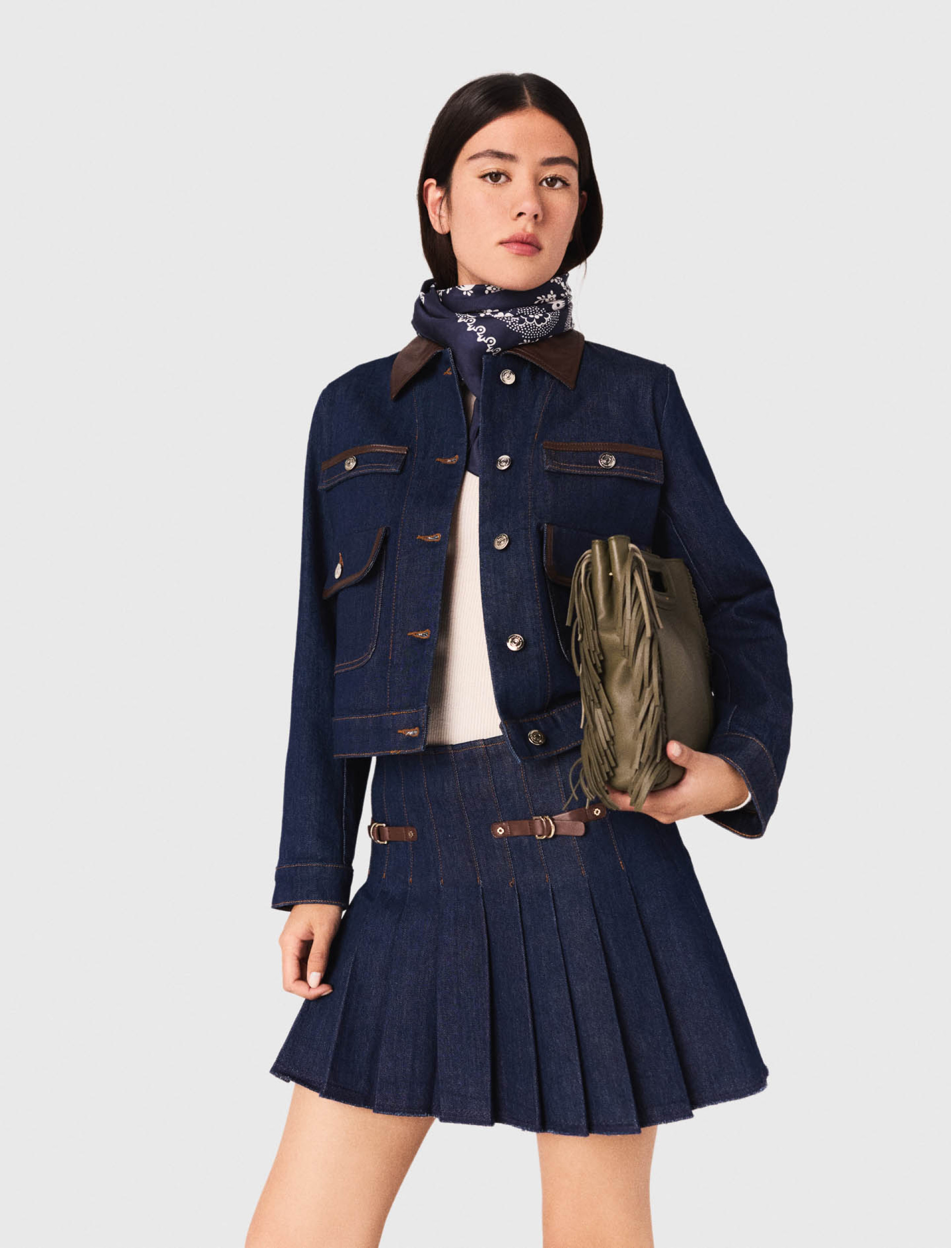 Женская короткая джинсовая юбка на подкладке