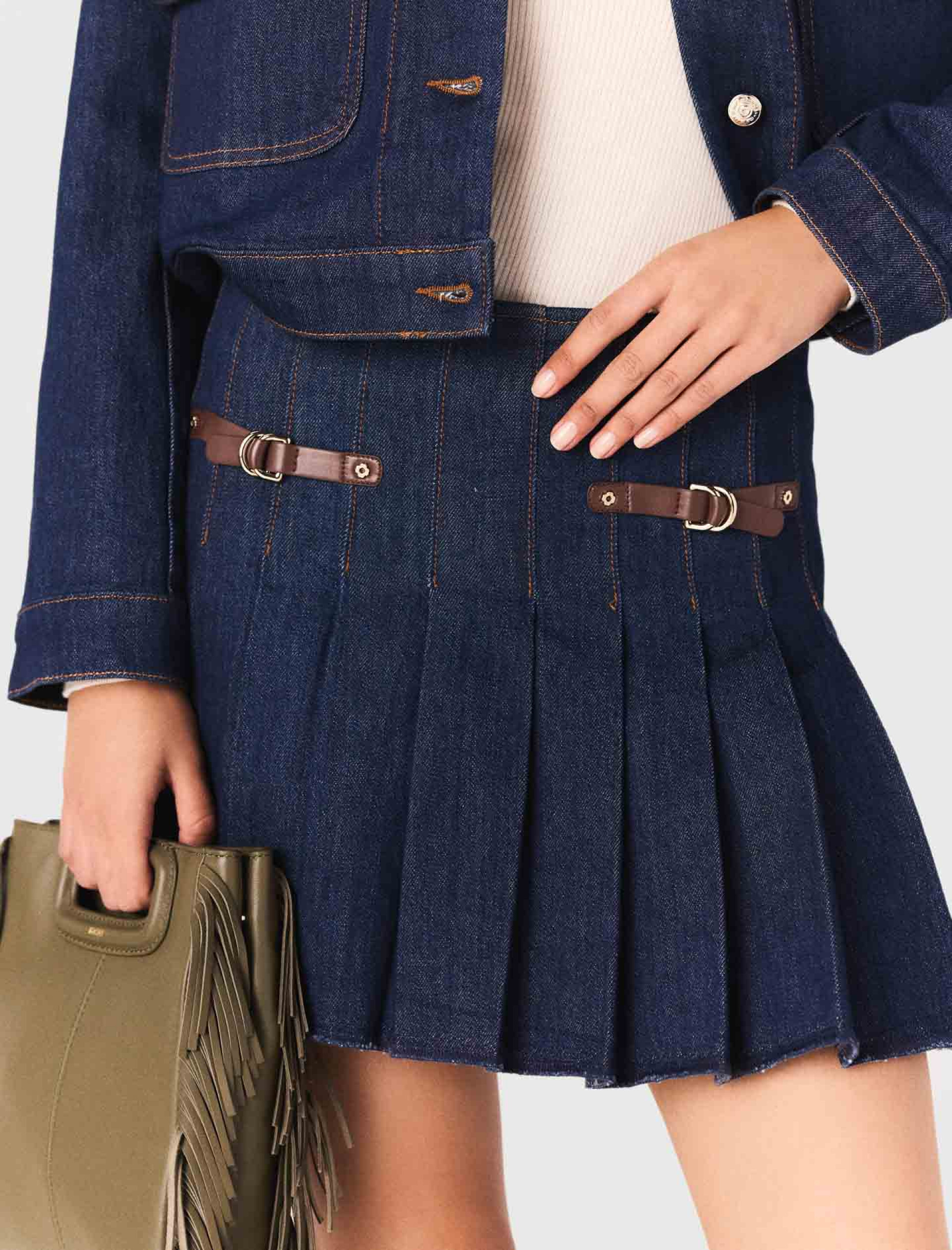 Женская короткая джинсовая юбка на подкладке