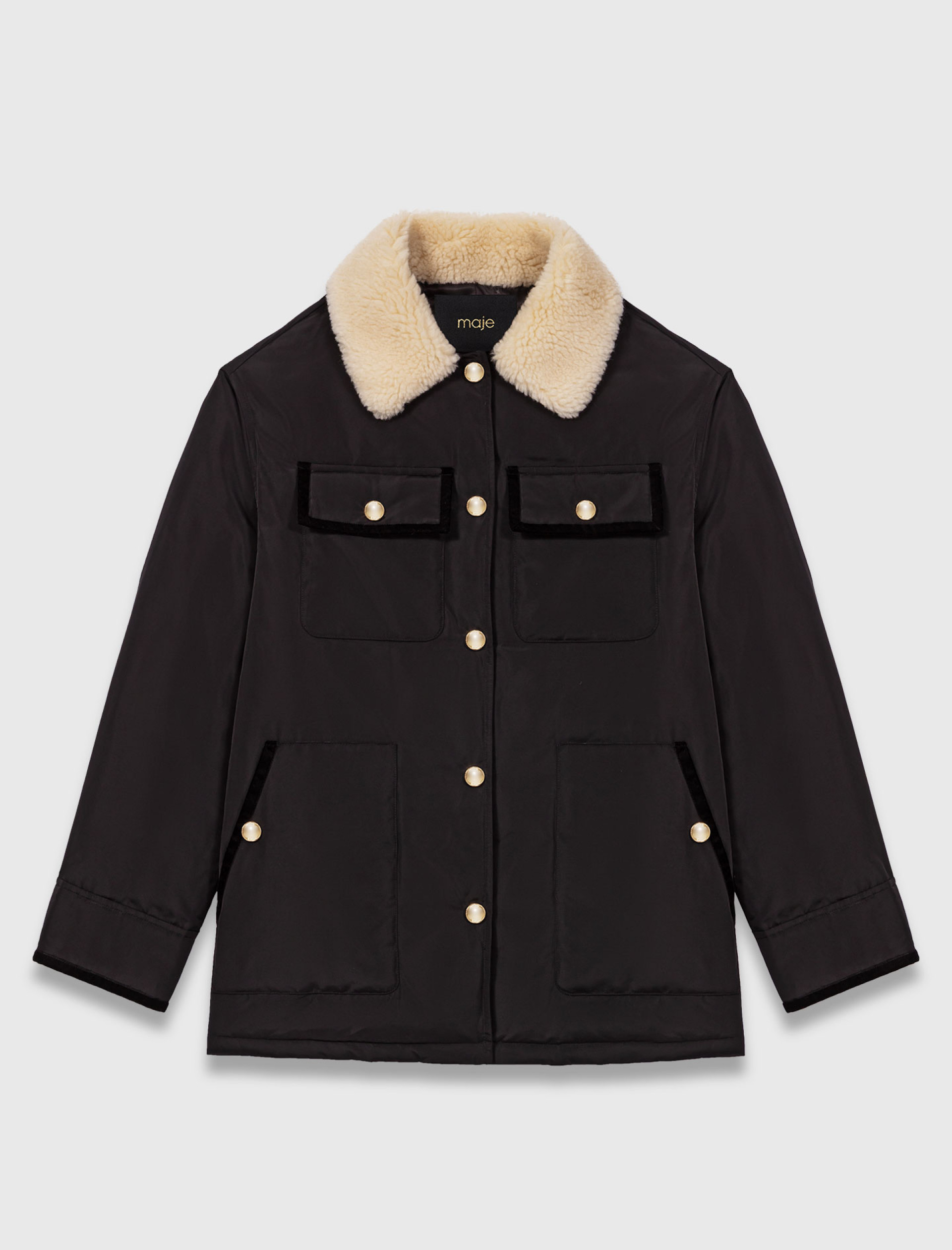 Женское черное стеганое пальто