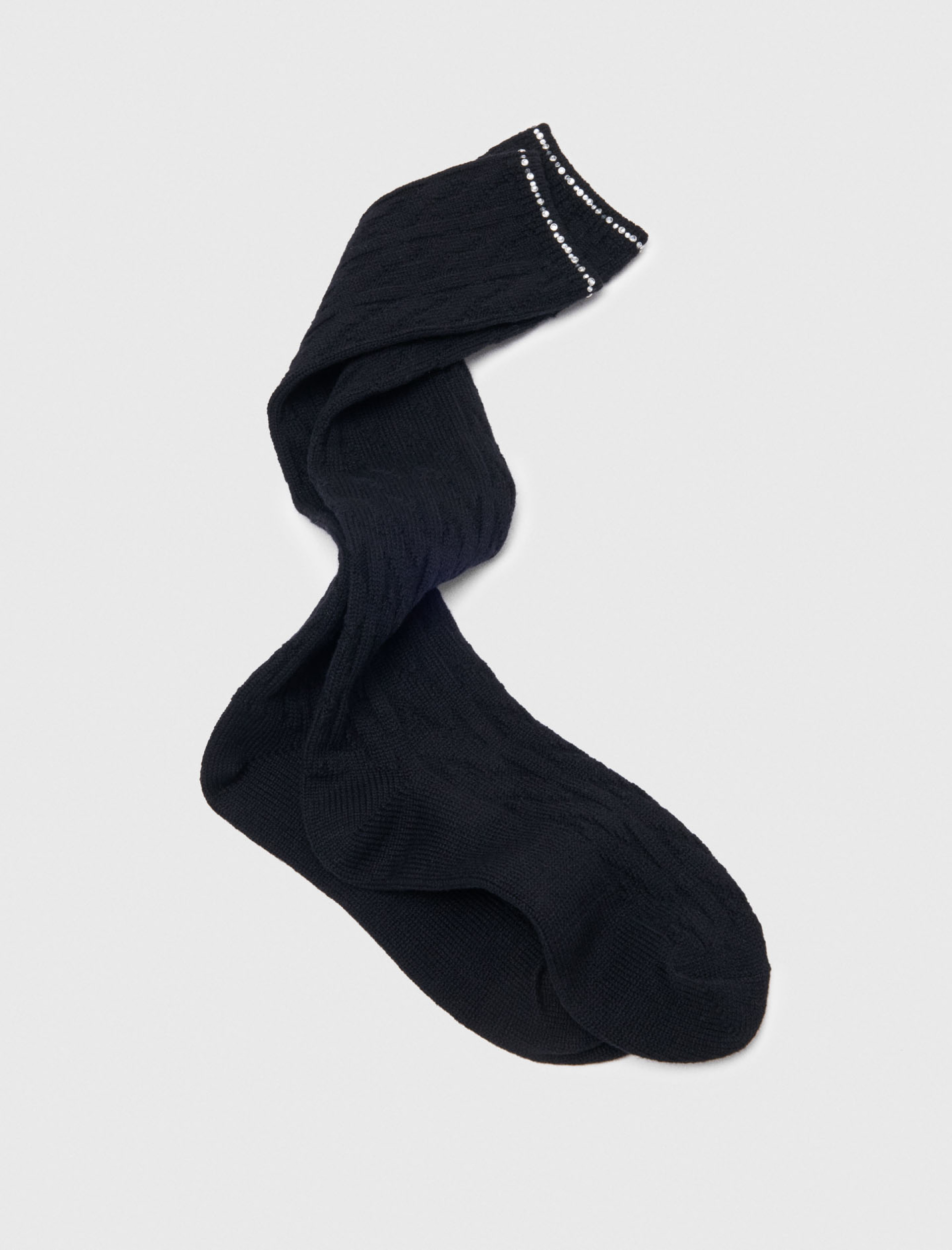 Жіночі чорні шкарпетки зі стразами