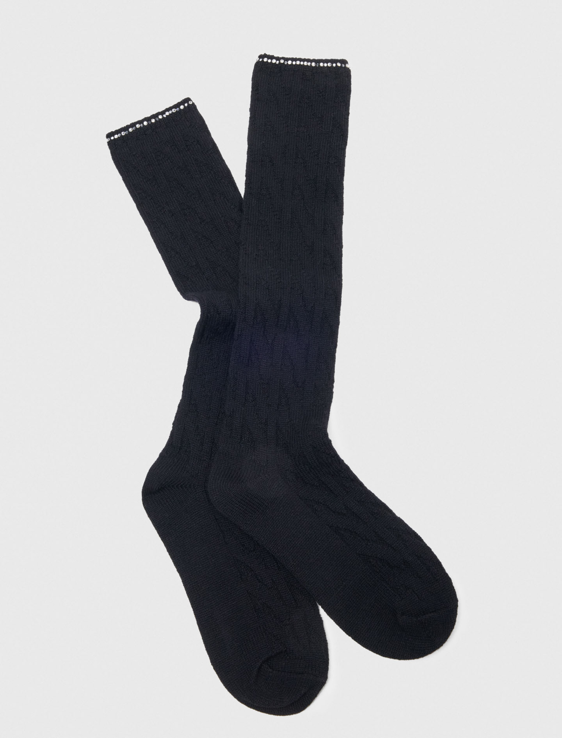 Жіночі чорні шкарпетки зі стразами