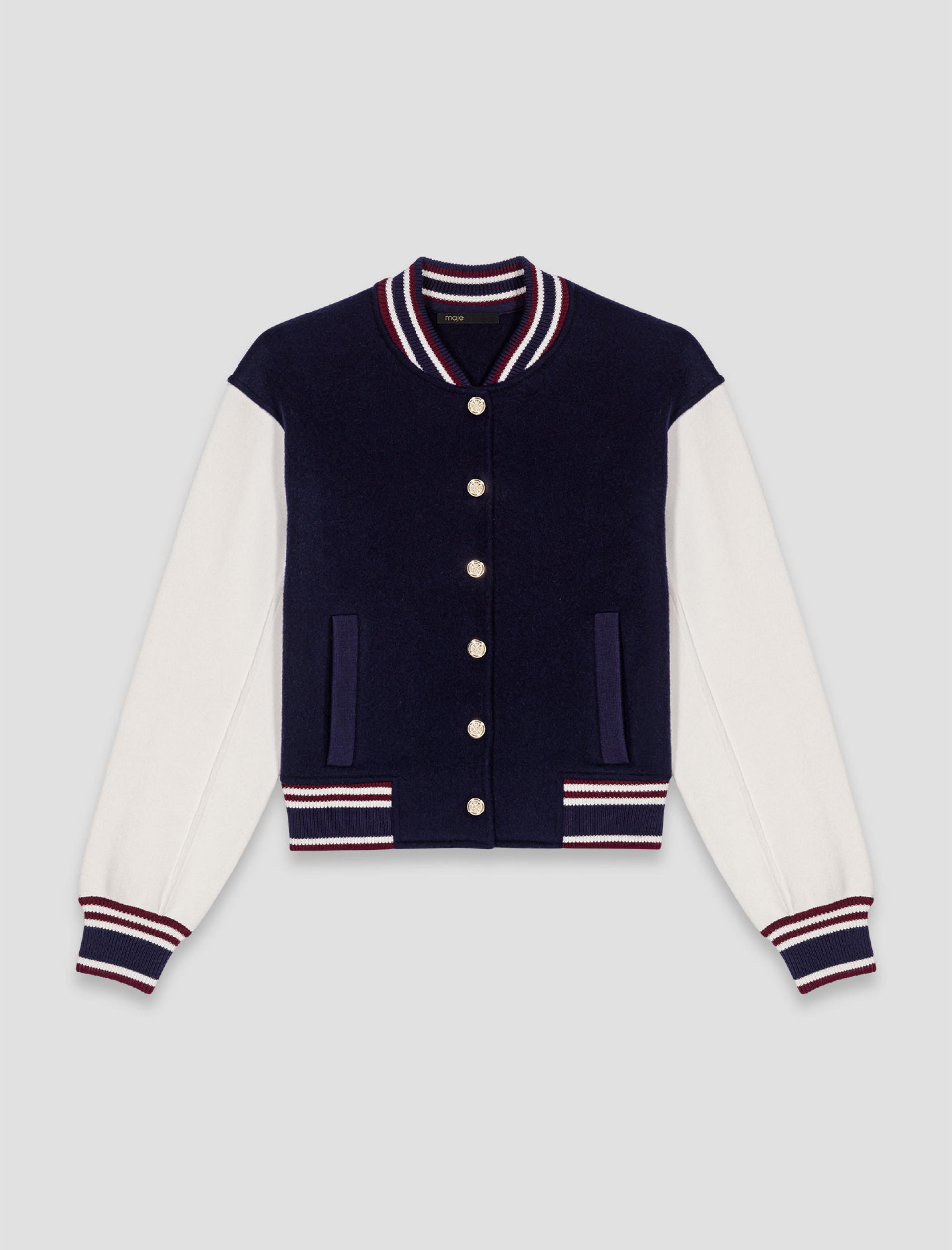 Женская синяя куртка-бомбер