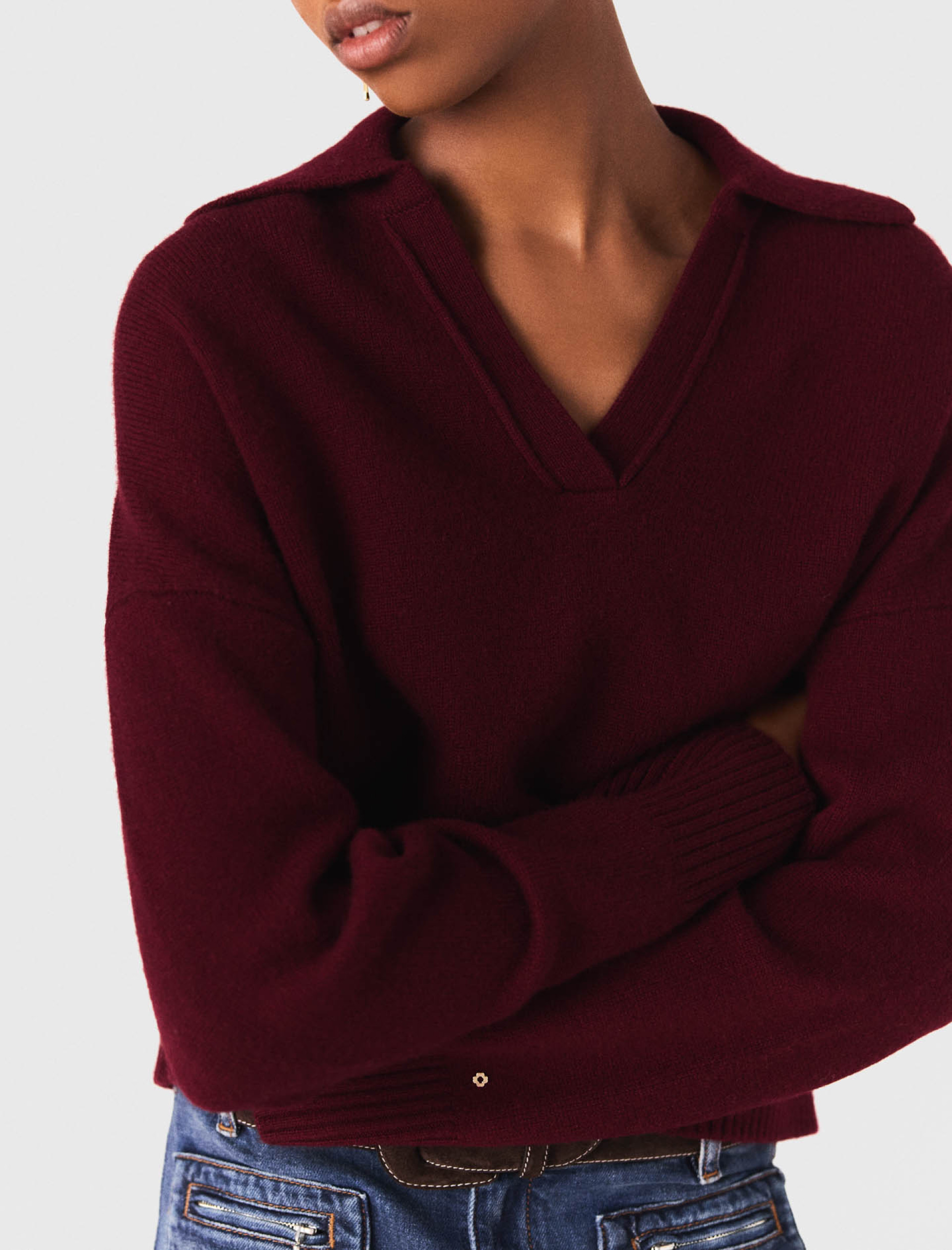 Женский бордовый джемпер из смесовой шерсти