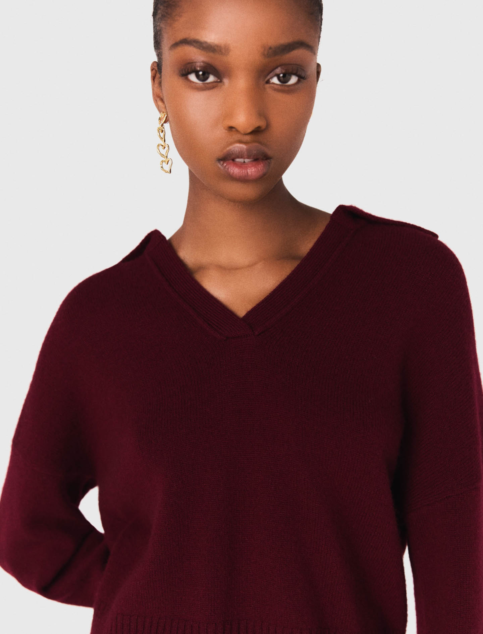 Женский бордовый джемпер из смесовой шерсти