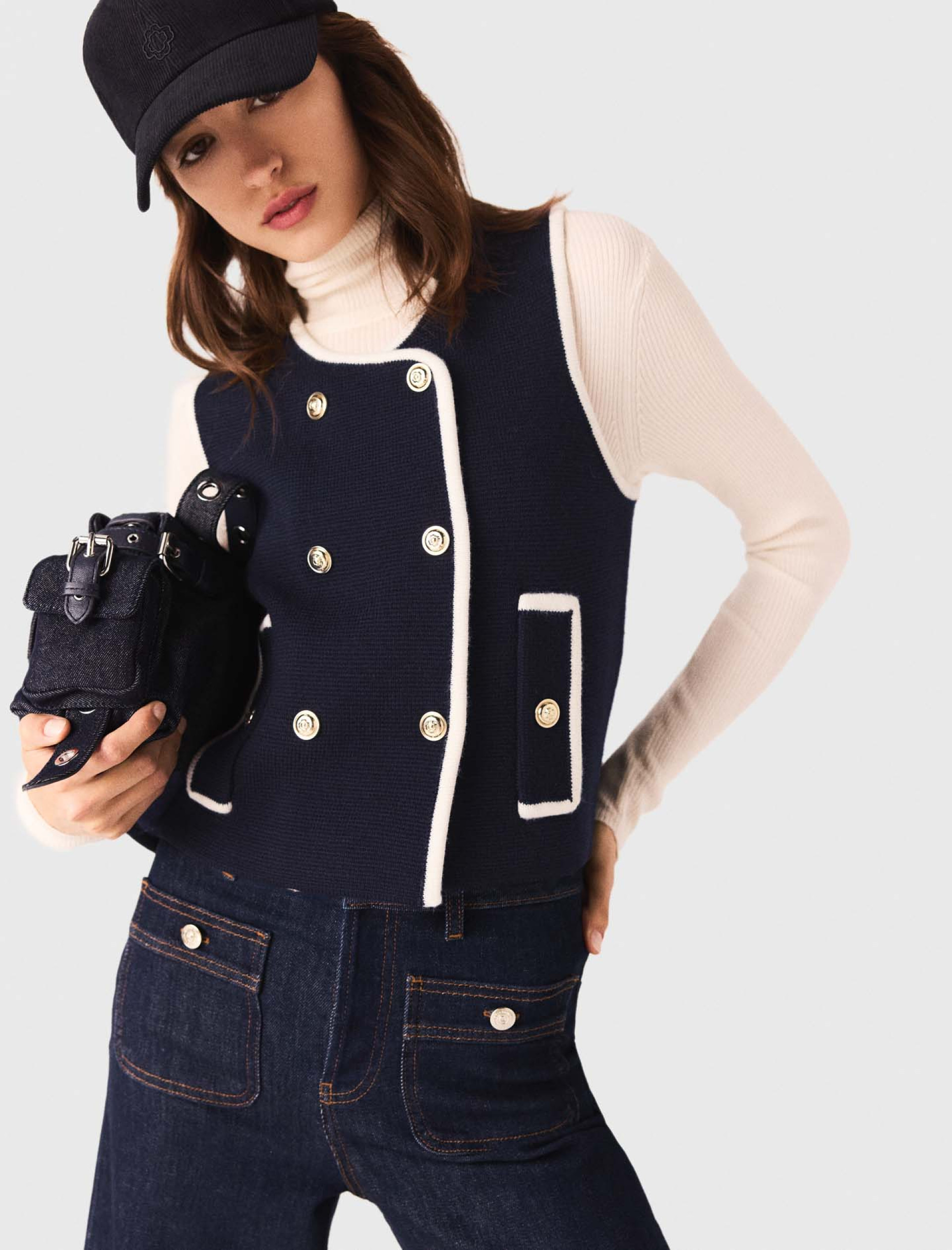 Женский синий двубортный топ