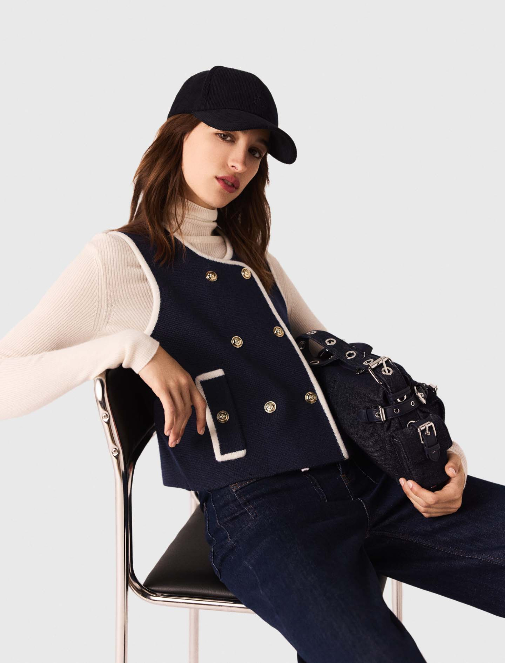 Женский синий двубортный топ