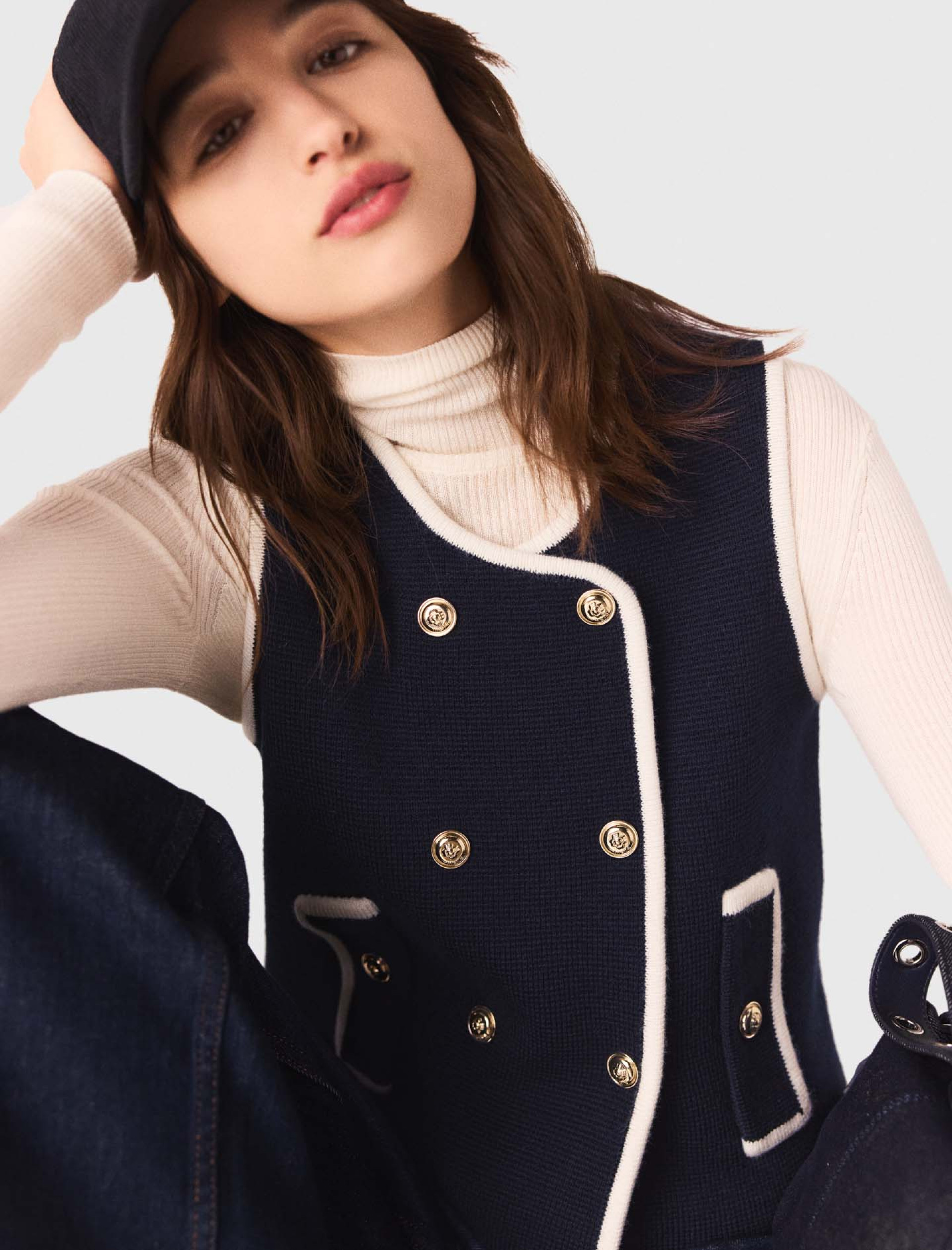 Женский синий двубортный топ