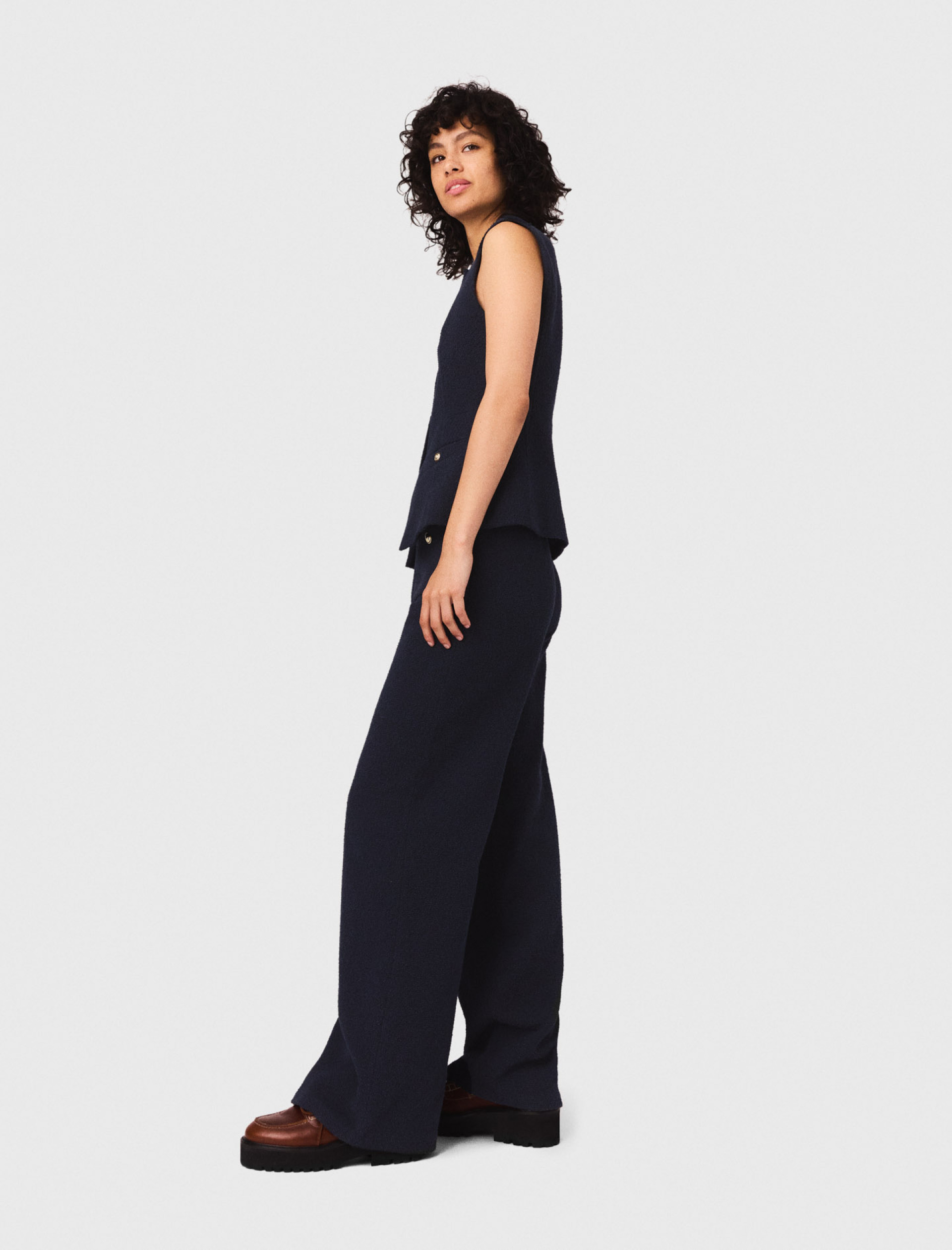 Женские прямые твидовые брюки