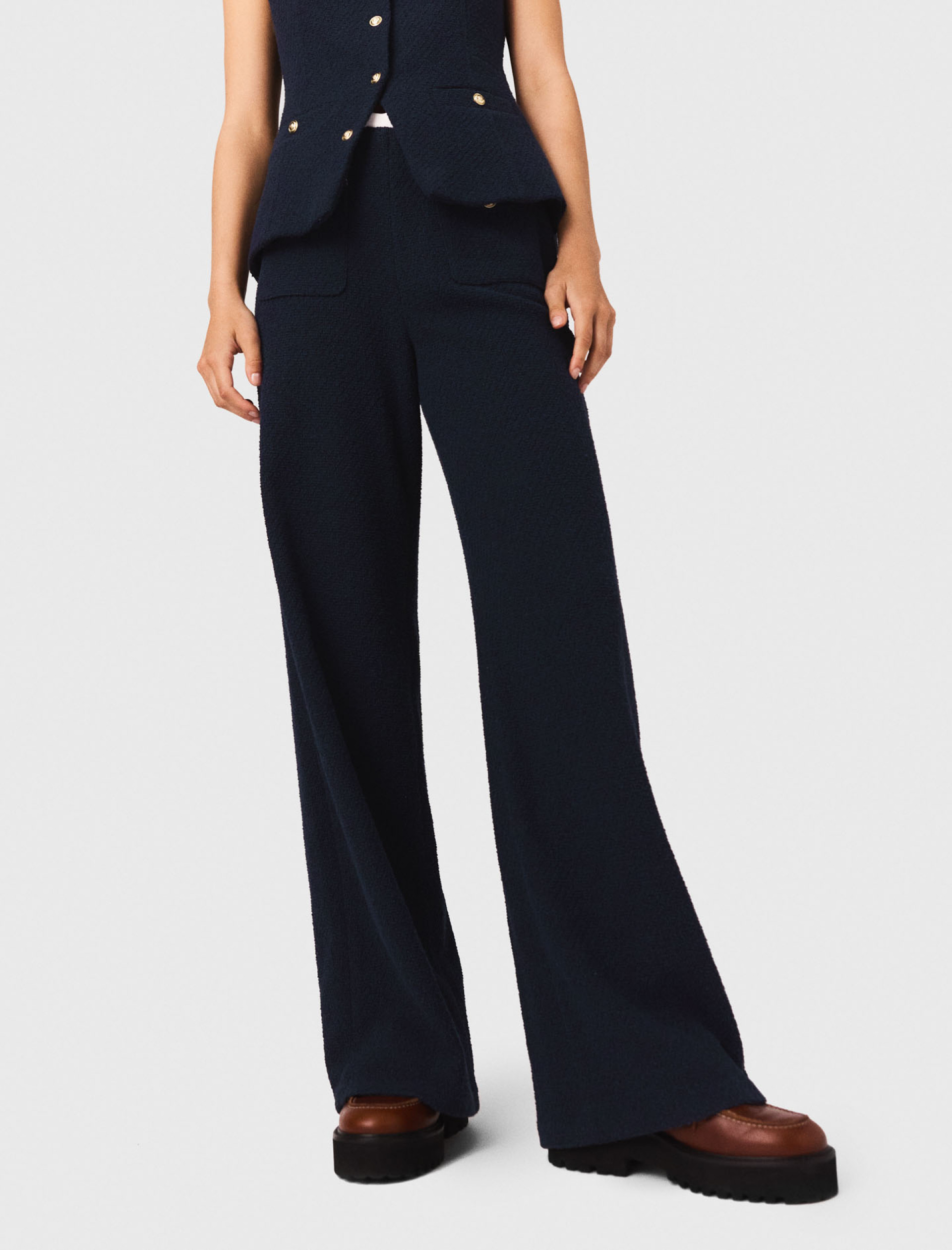 Женские прямые твидовые брюки