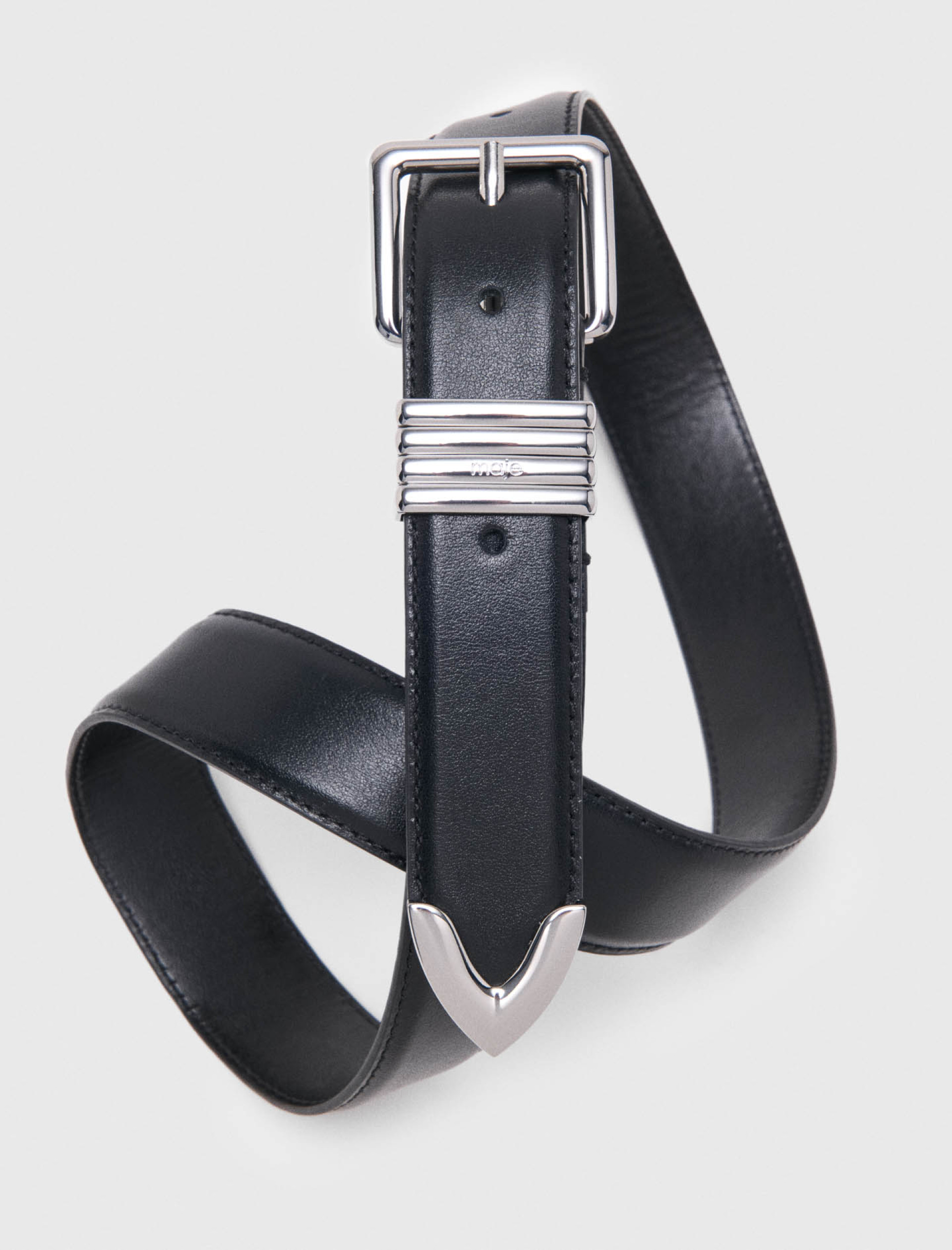 Жіночий чорний ремінь з гладкої шкіри Жіночий чорний ремінь з гладкої шкіри