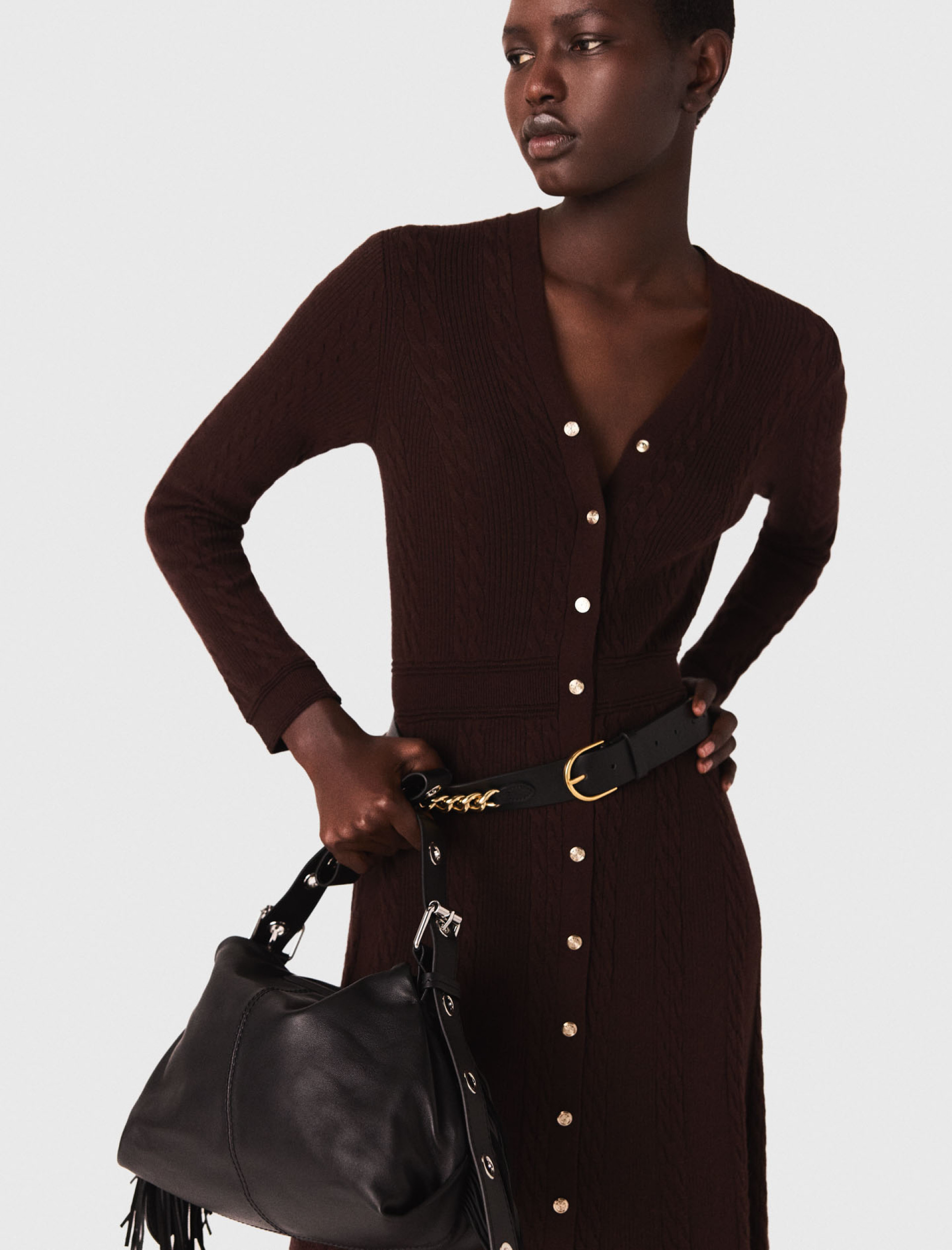 Женское длинное трикотажное платье на пуговицах Женское длинное трикотажное платье на пуговицах