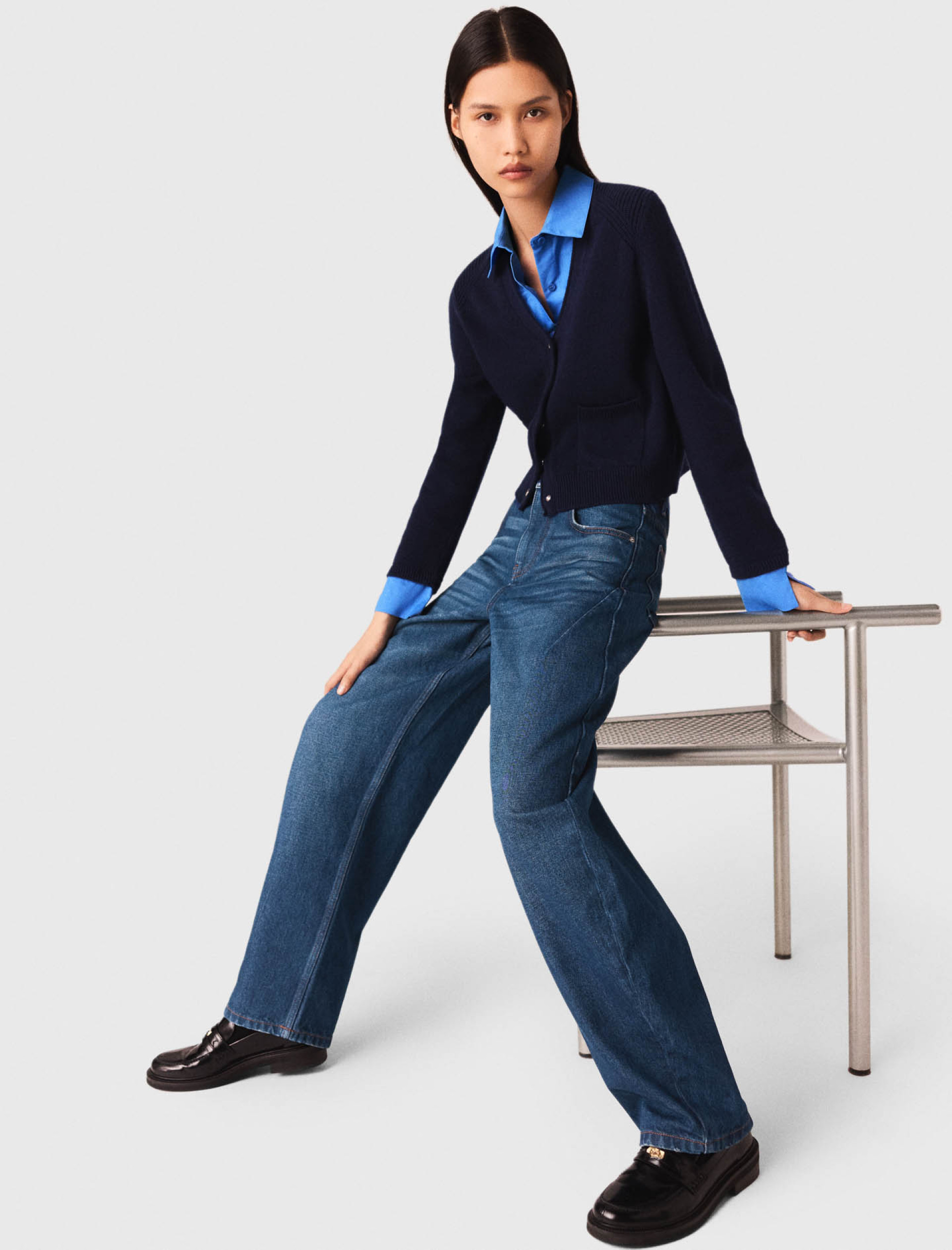 Женские синие джинсы-баллоны