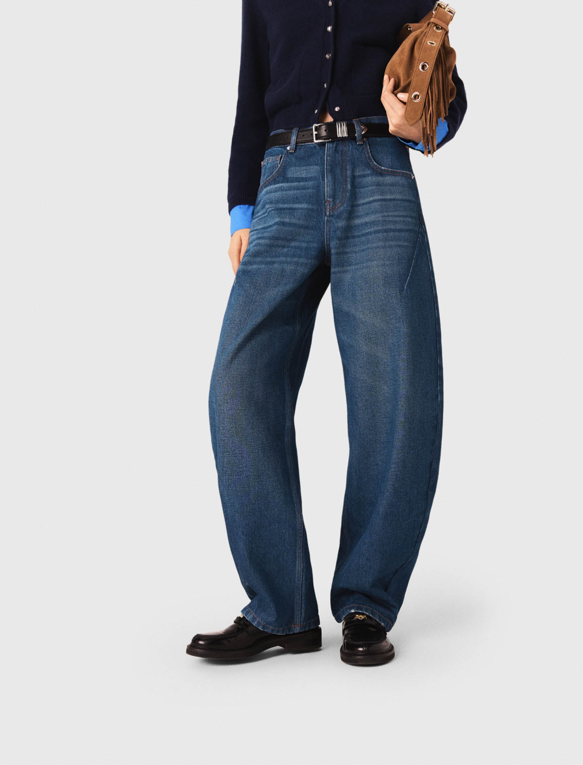 Женские синие джинсы-баллоны