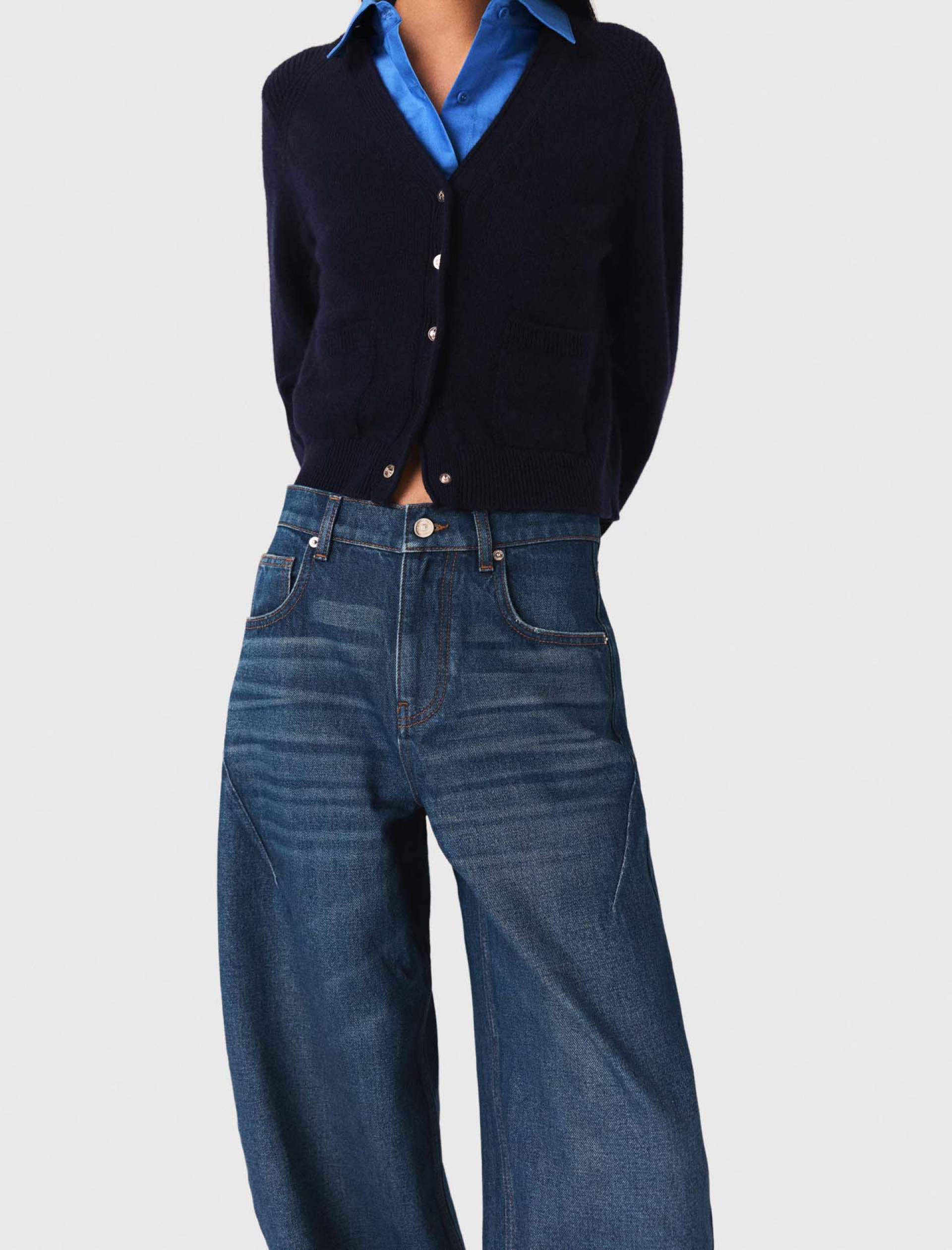 Женские синие джинсы-баллоны