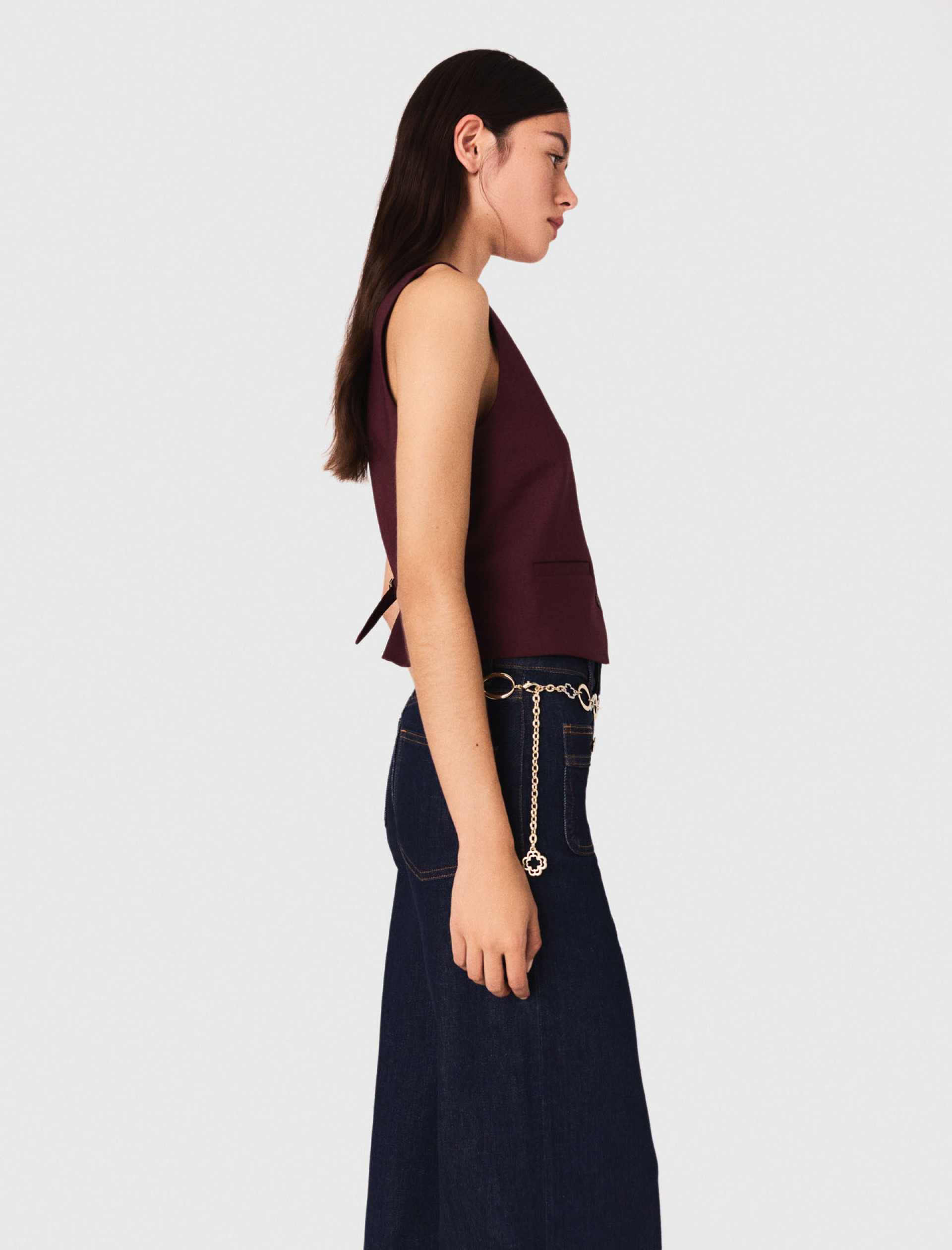 Жіночий бордовий костюмний жилет