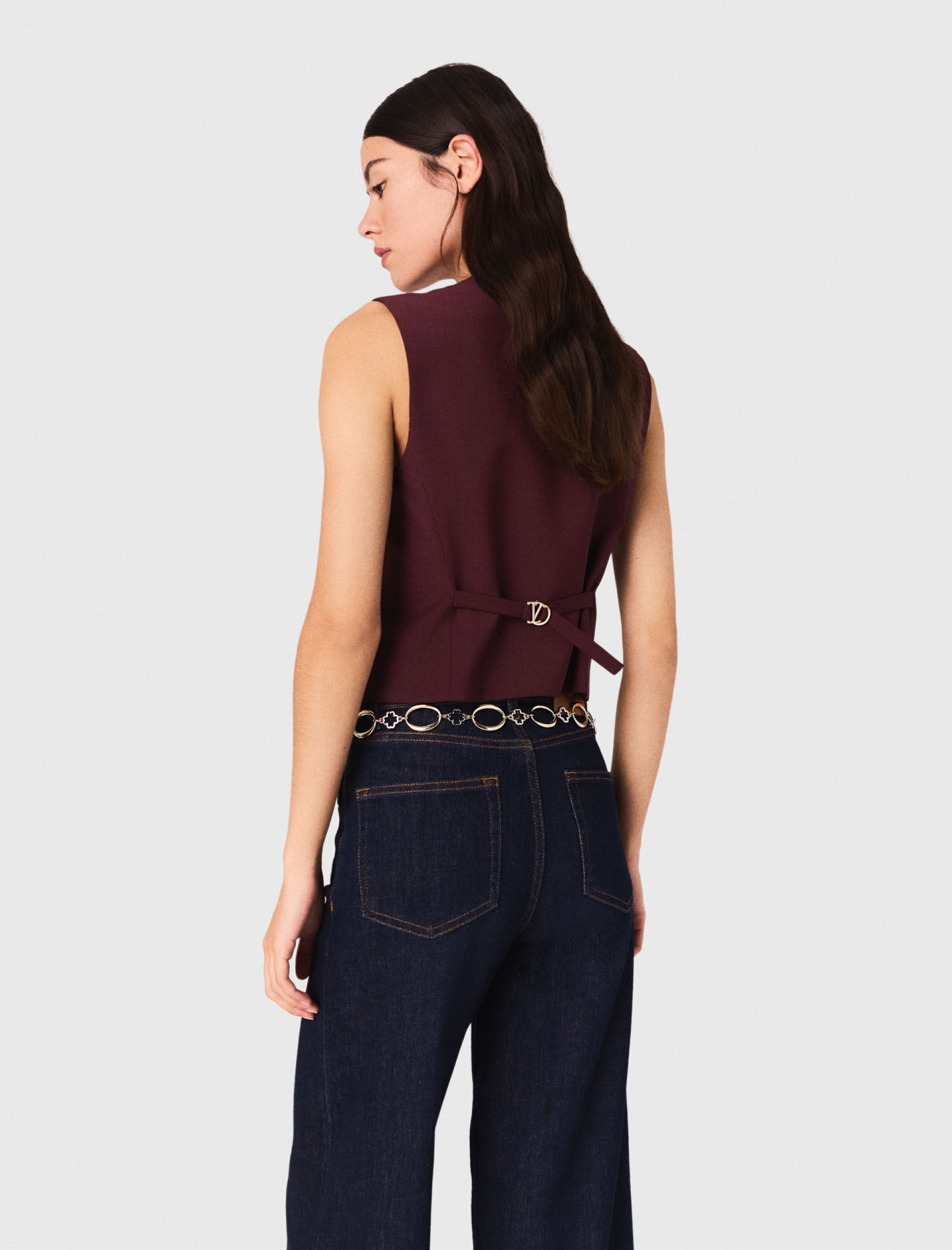 Жіночий бордовий костюмний жилет