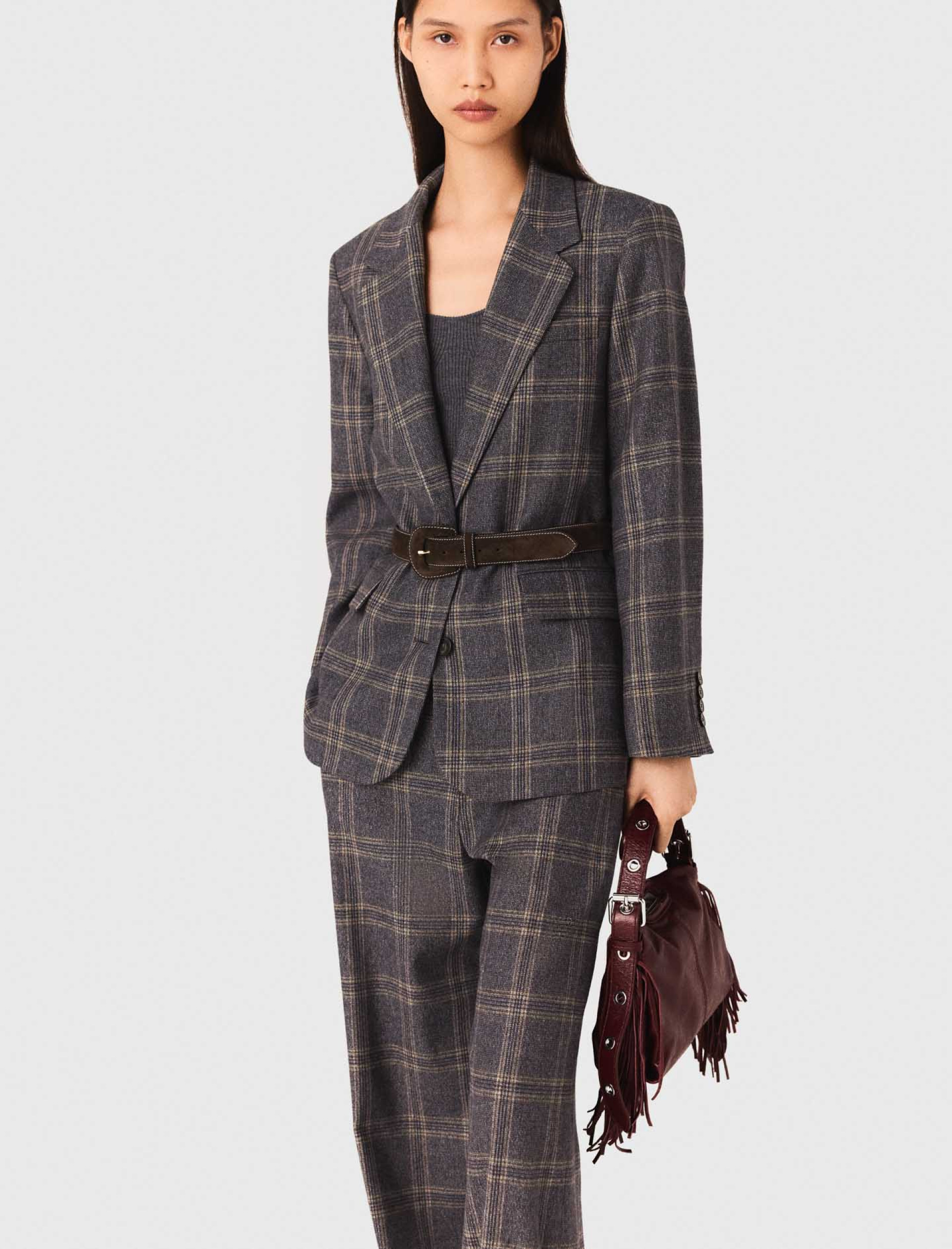 Женский костюмный жакет в клетку