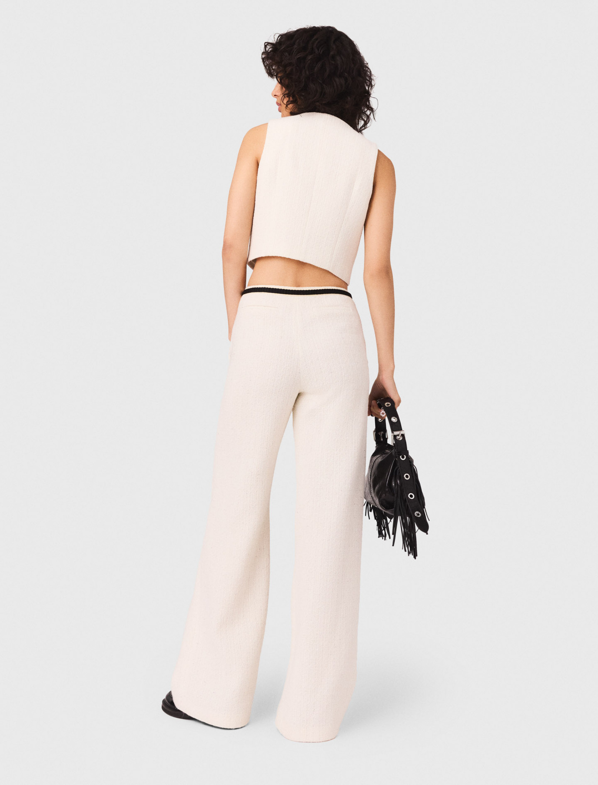 Женские широкие твидовые брюки