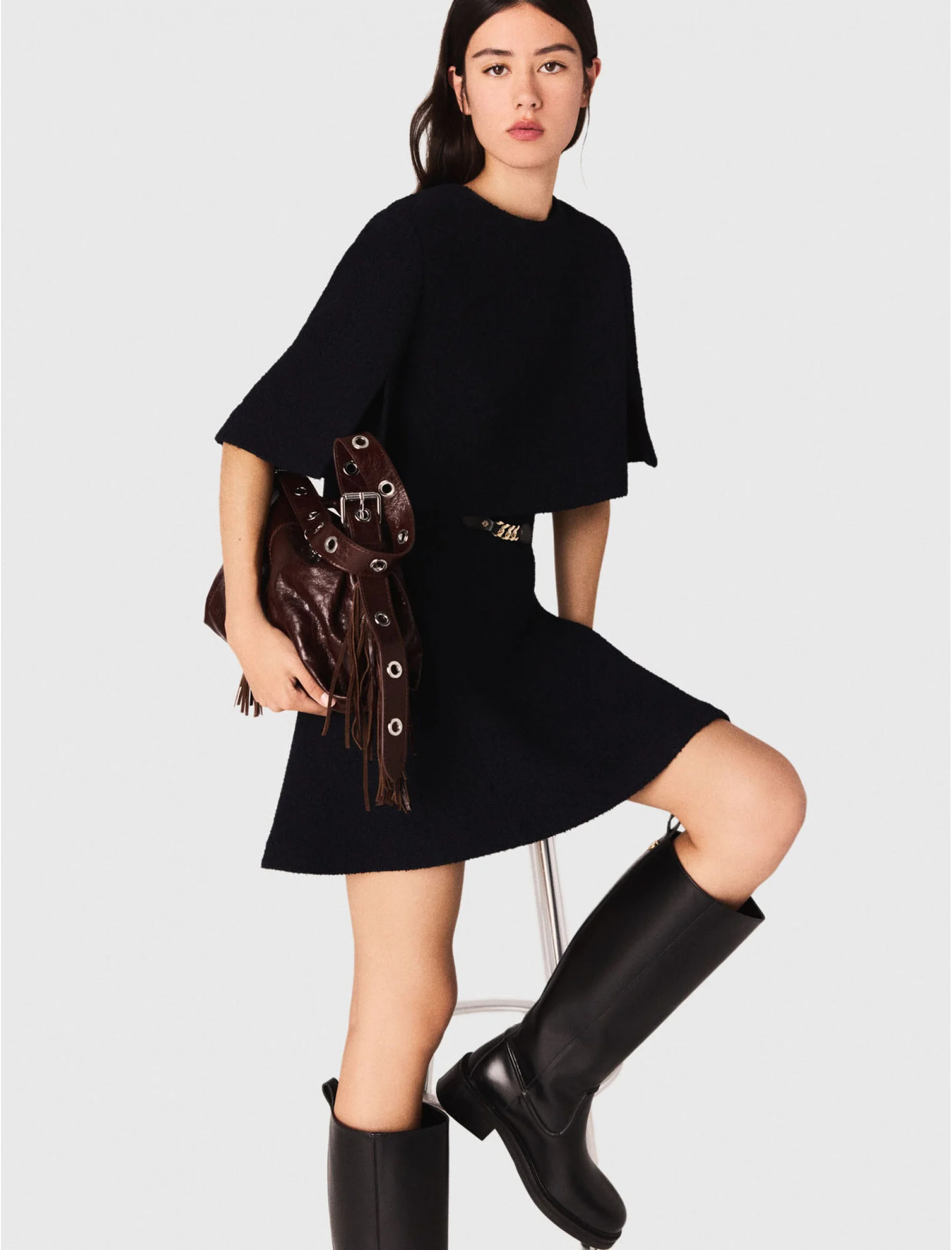 Жіноча синя сукня з твіду 2-в-1