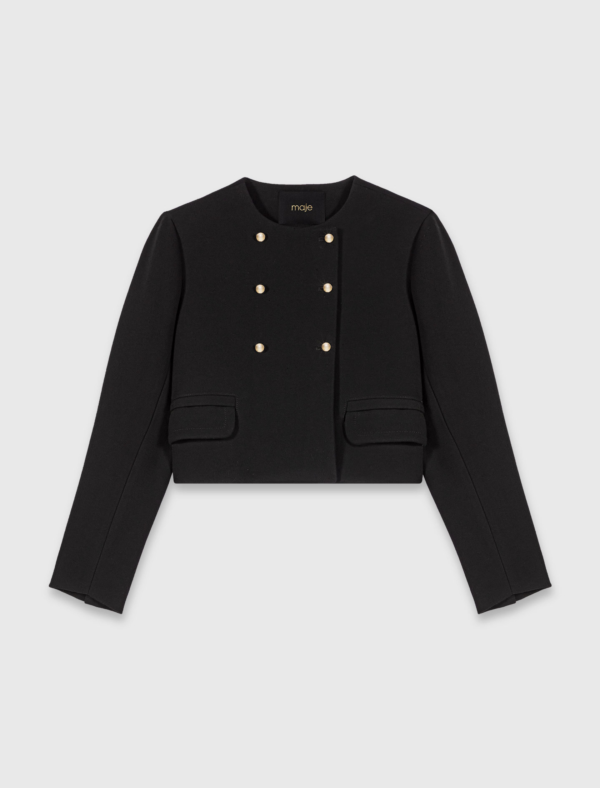 Женский укороченный двубортный жакет Женский укороченный двубортный жакет