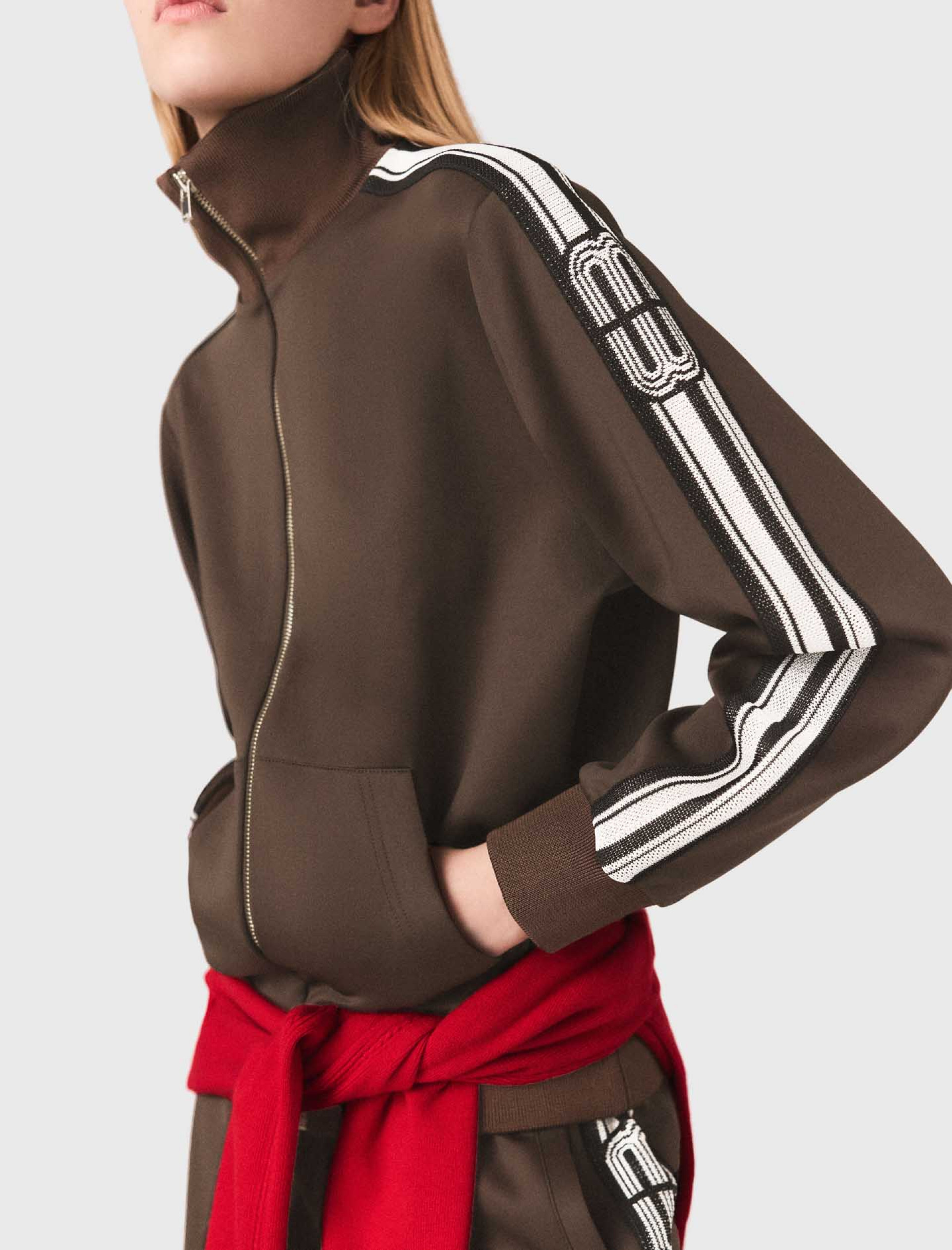 Женская коричневая олимпийка с лампасами