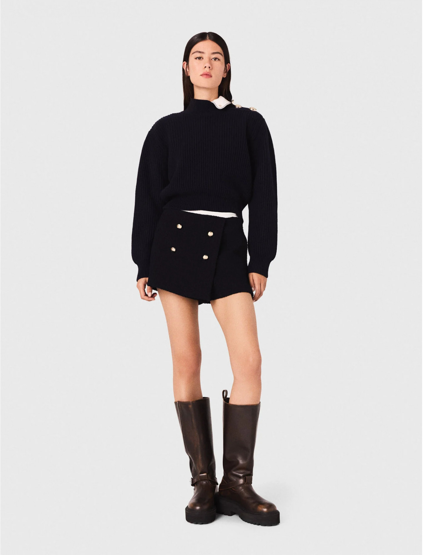 Женские синие твидовые шорты