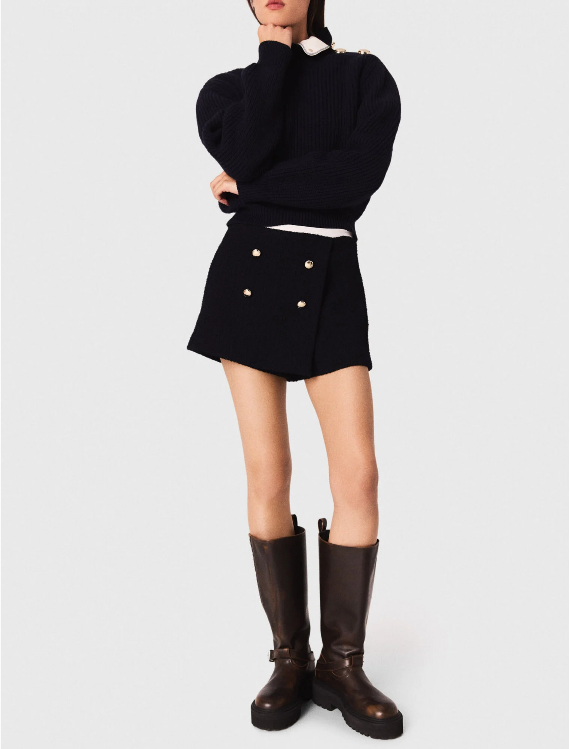 Женские синие твидовые шорты