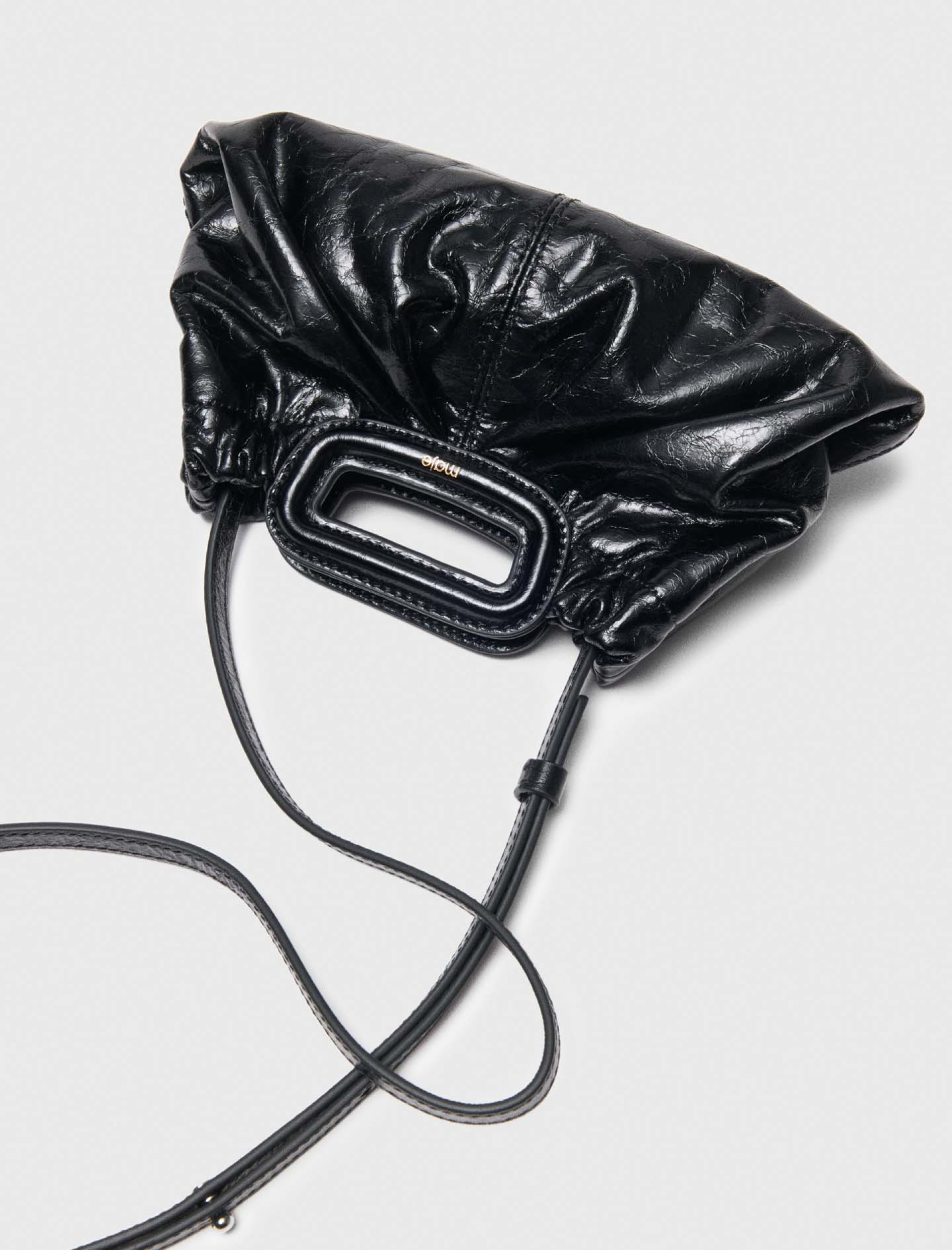 Женский черный мини-клатч из потертой кожи Женский черный мини-клатч из потертой кожи