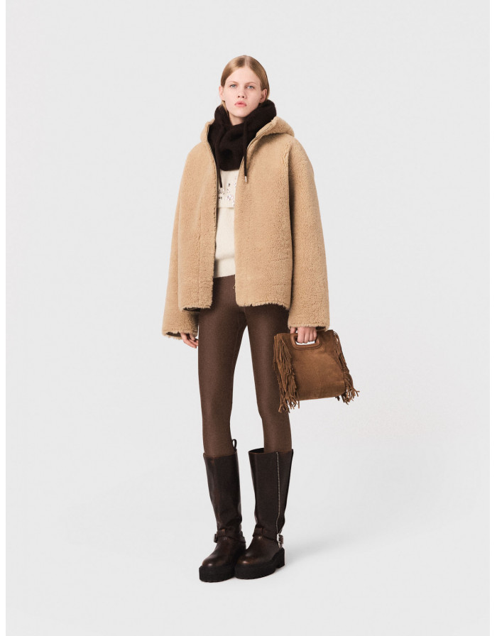 Жіноче двостороннє пальто з капюшоном