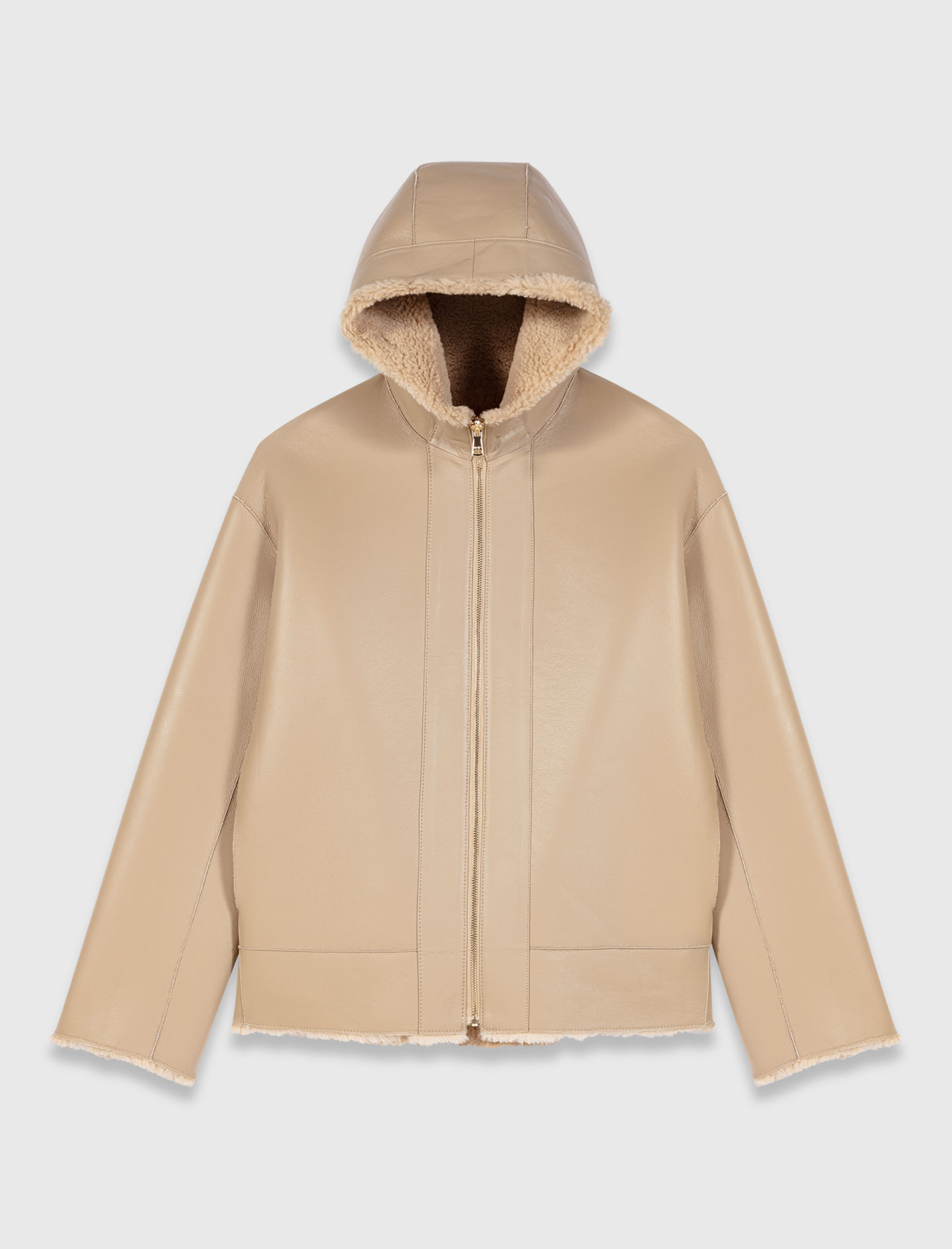 Женское двустороннее пальто с капюшоном