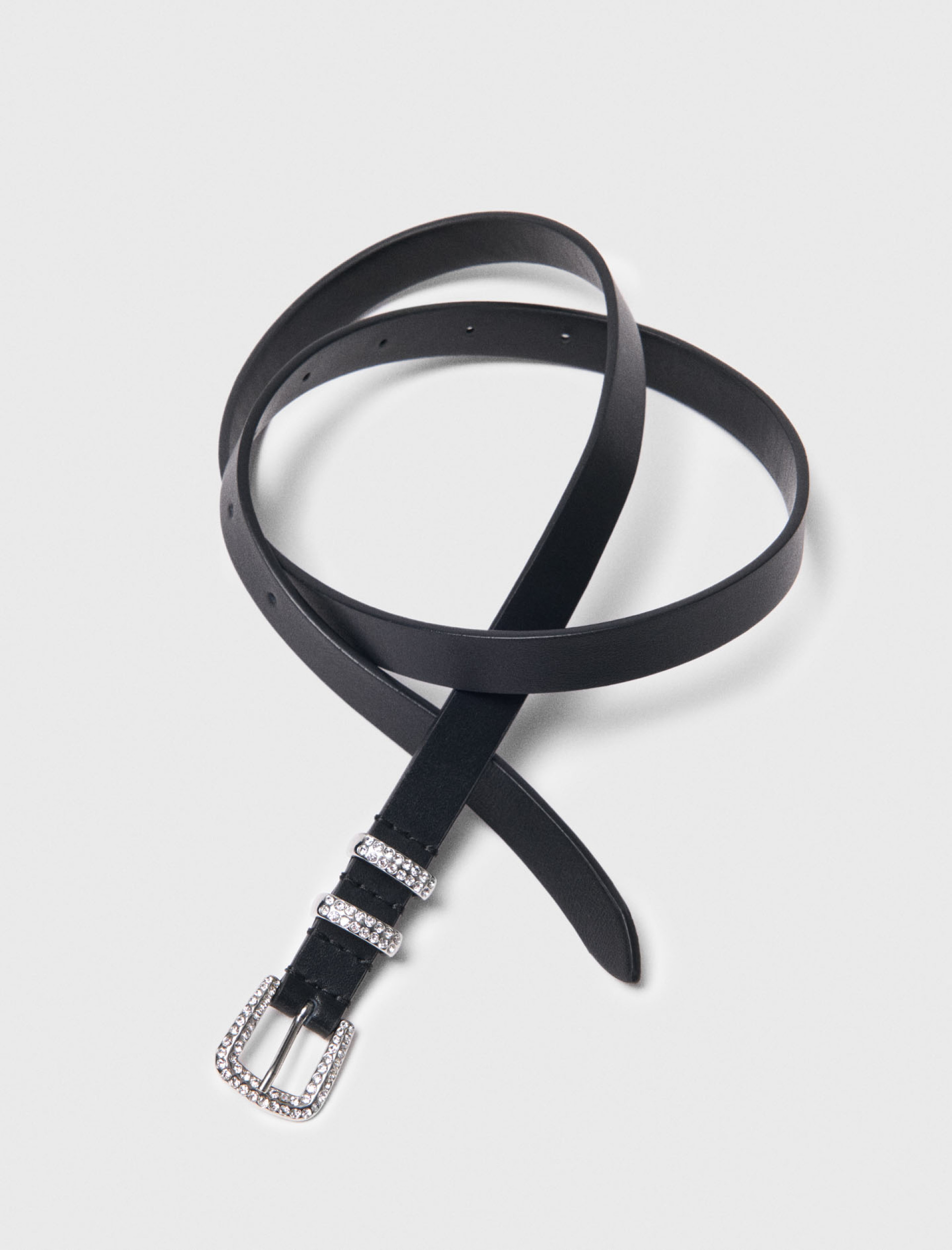 Женский тонкий ремень с пряжкой со стразами