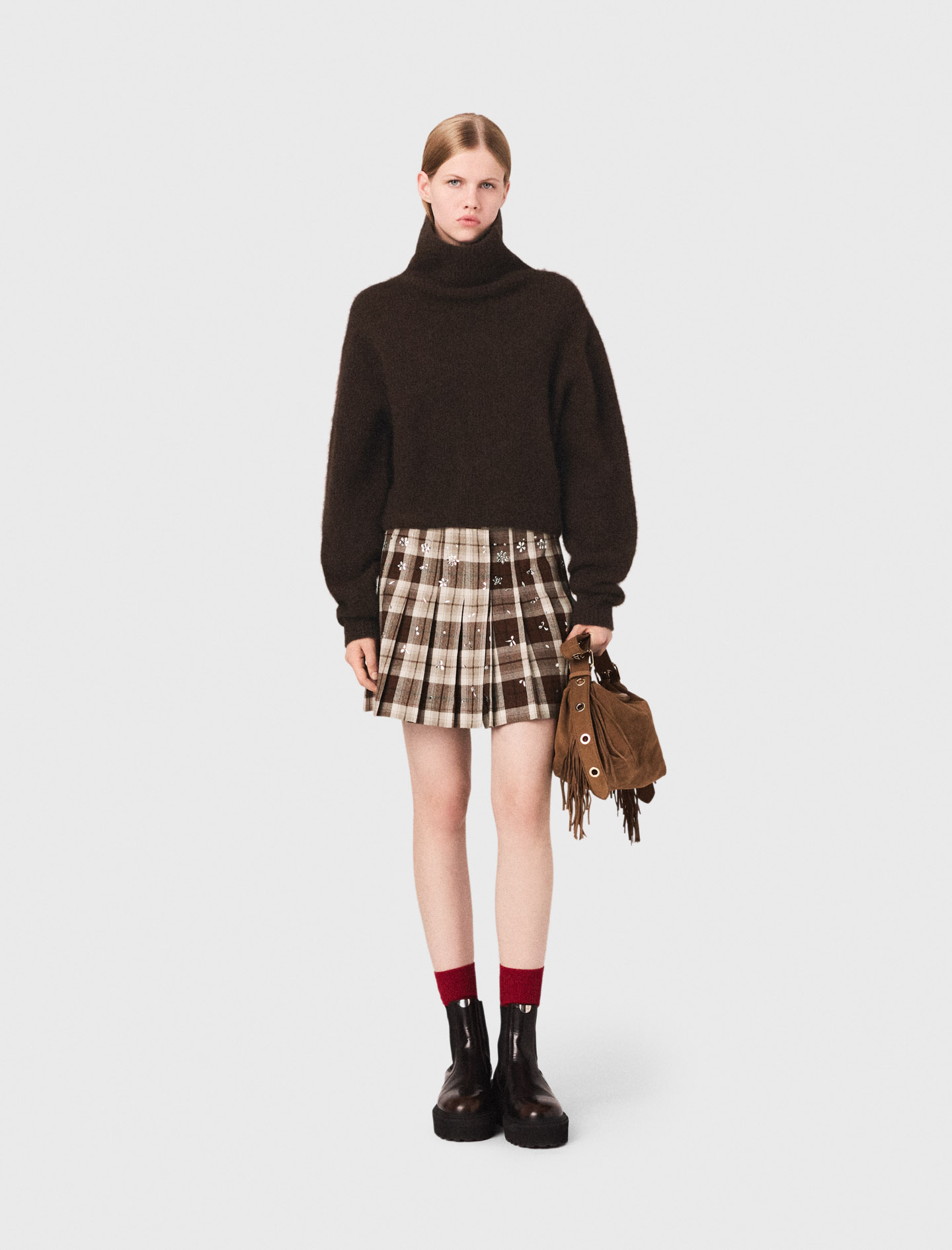 Женский коричневый свитер из шерсти яка