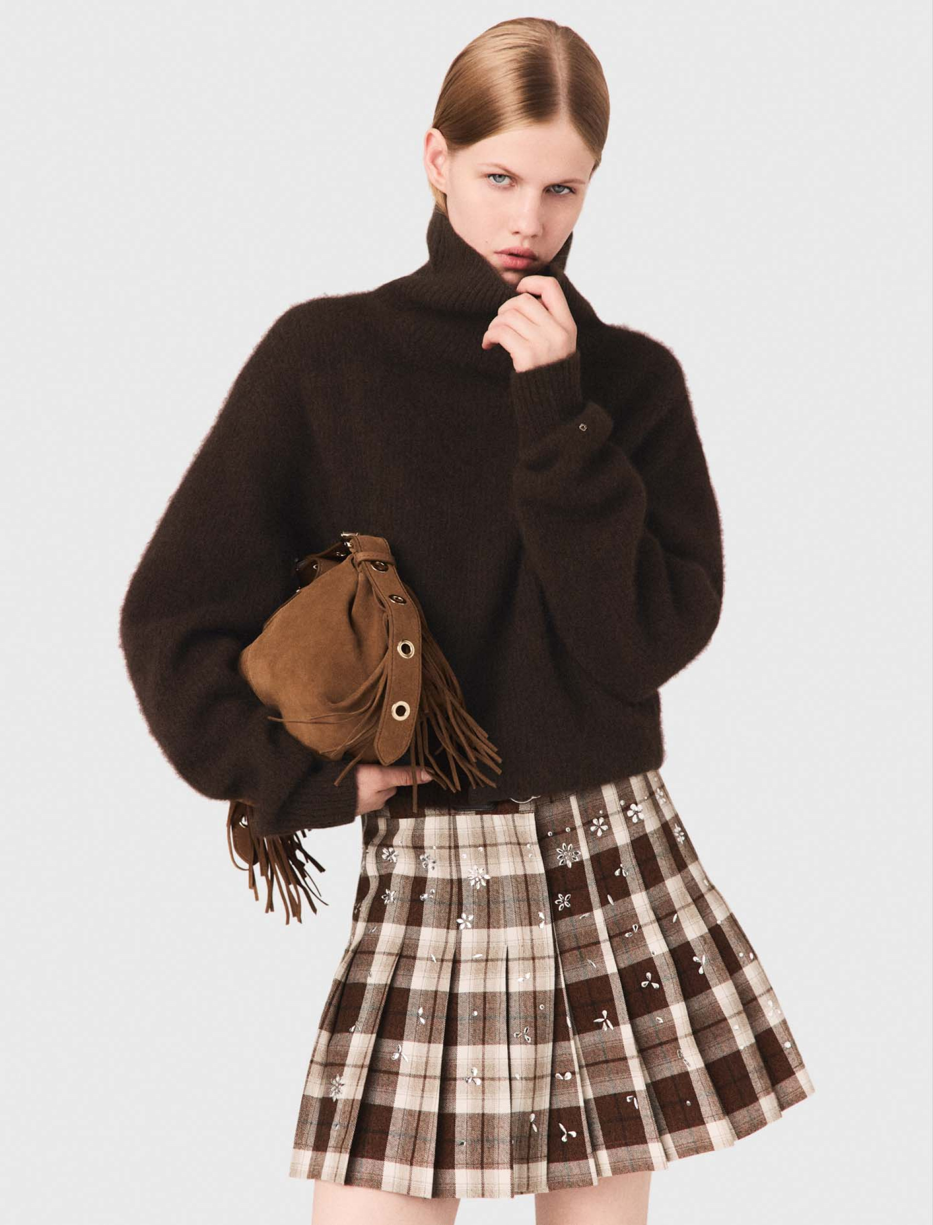 Женский коричневый свитер из шерсти яка