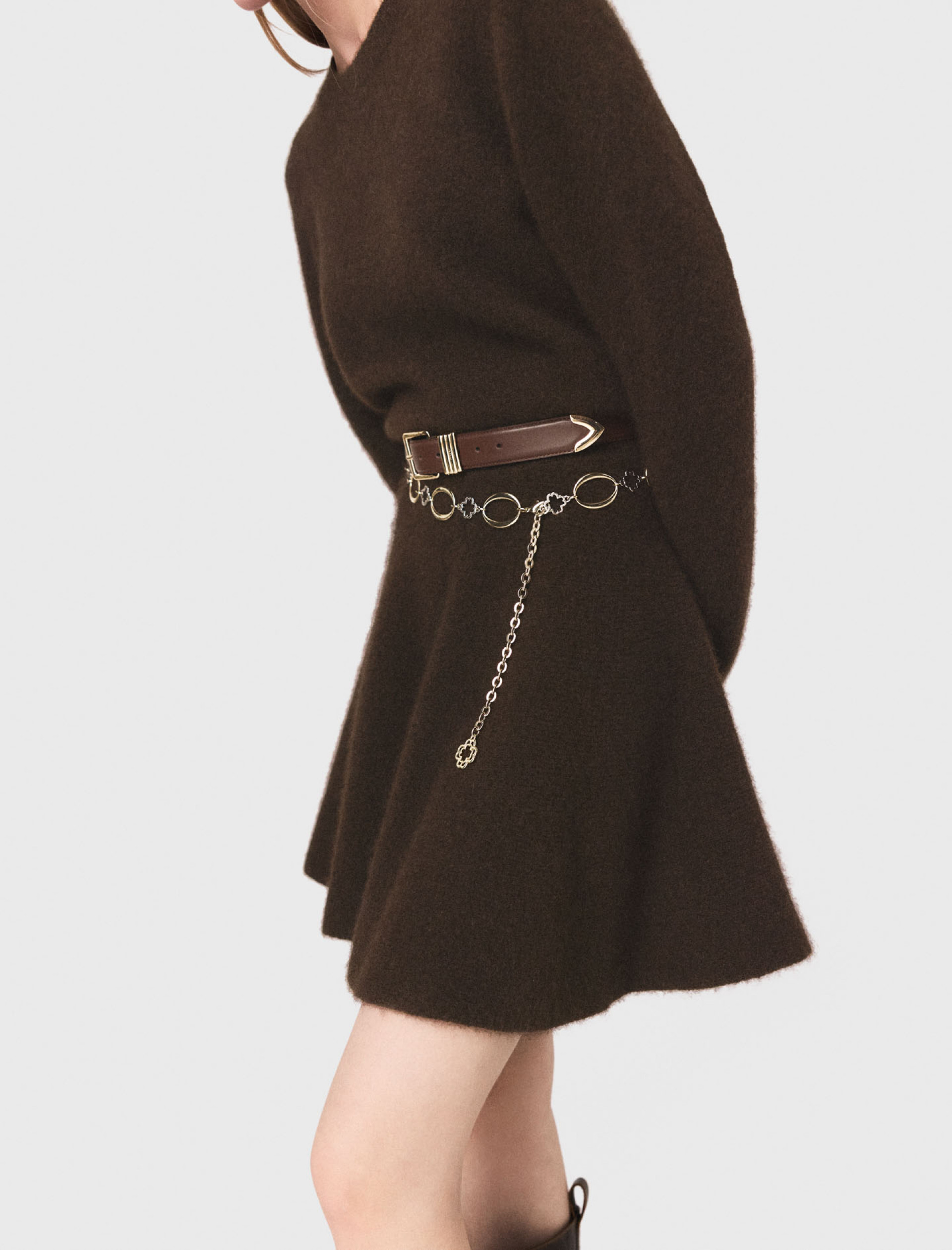 Жіноча коричнева вовняна сукня