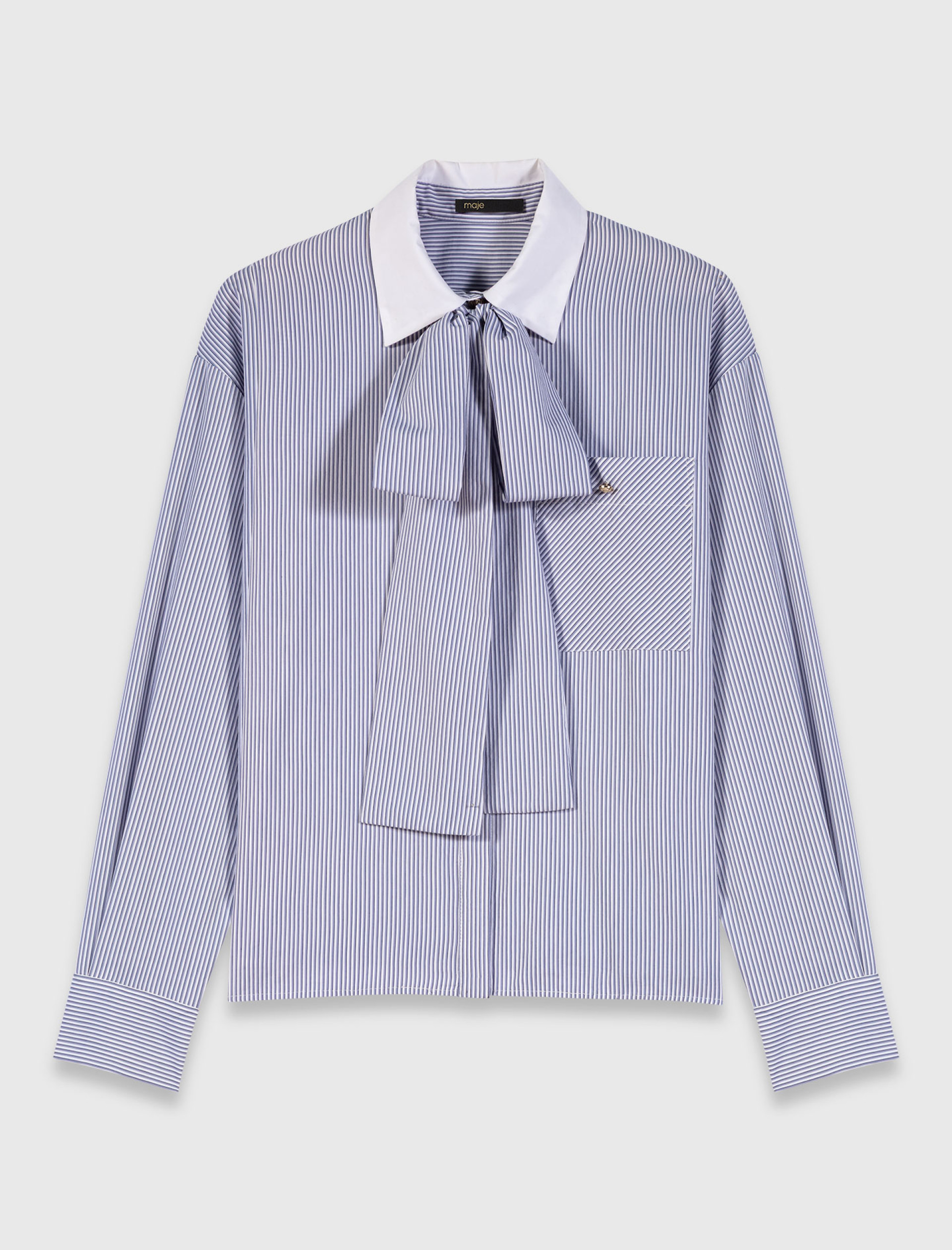 Женская полосатая рубашка с бантом