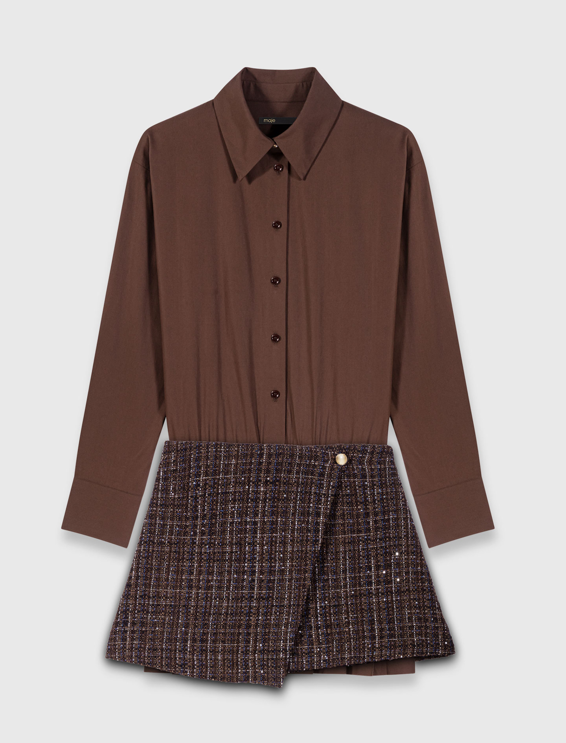 Жіноча коричнева коротка сукня 2-в-1