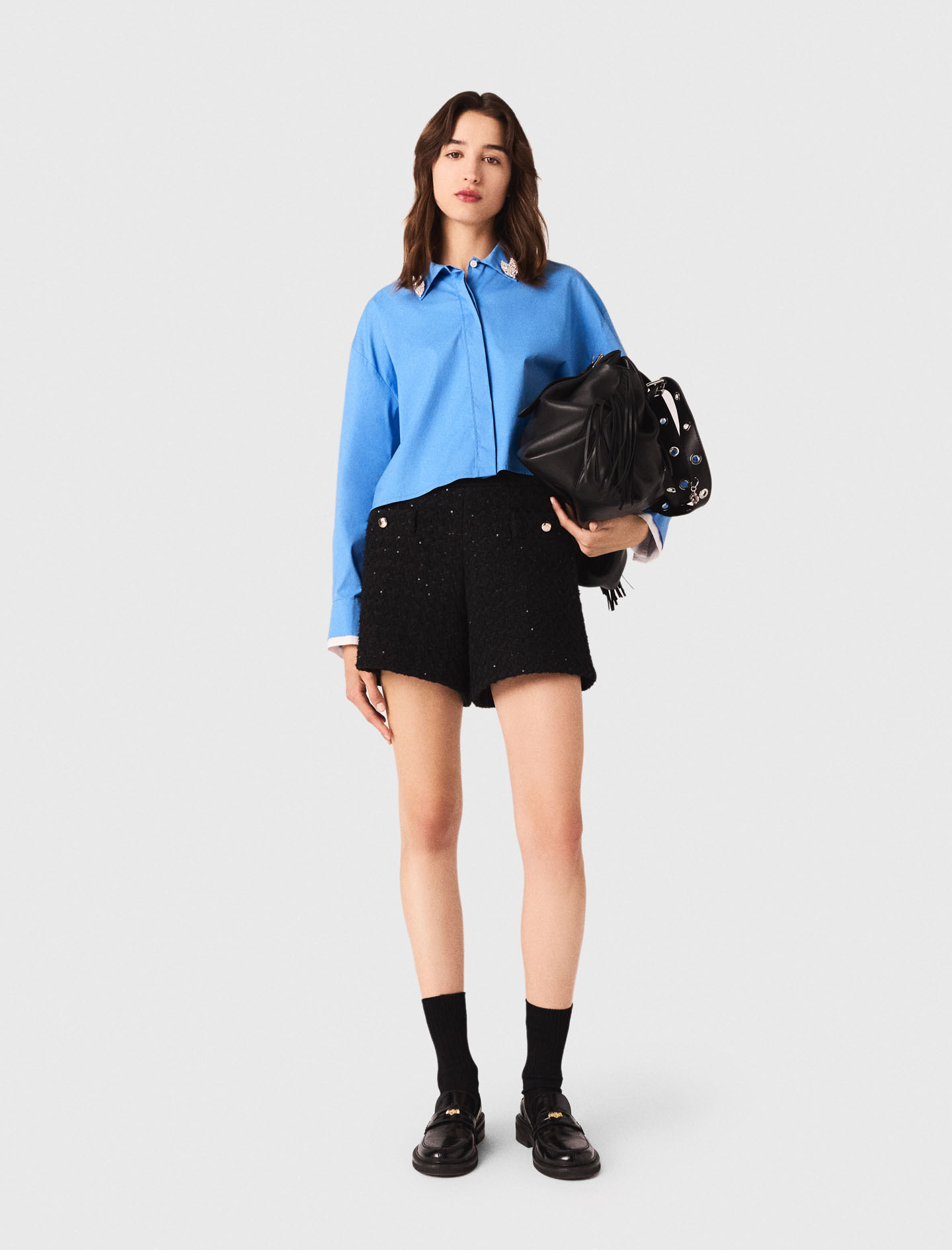 Жіночі твідові шорти з паєтками