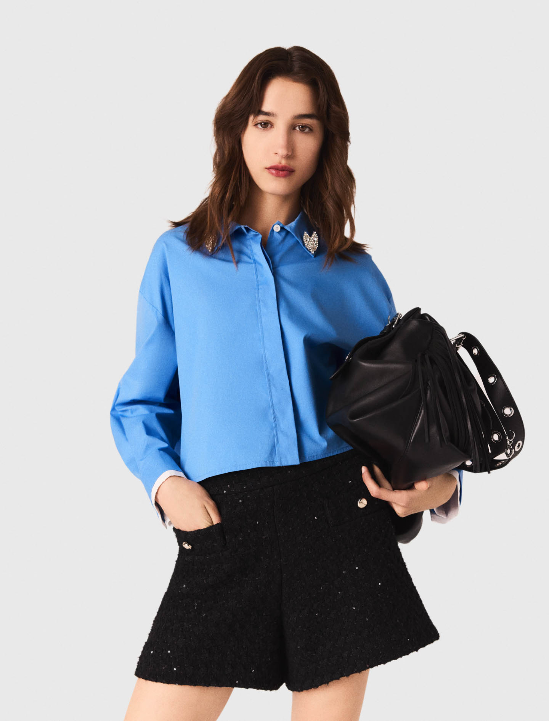 Женские твидовые шорты с пайетками Женские твидовые шорты с пайетками